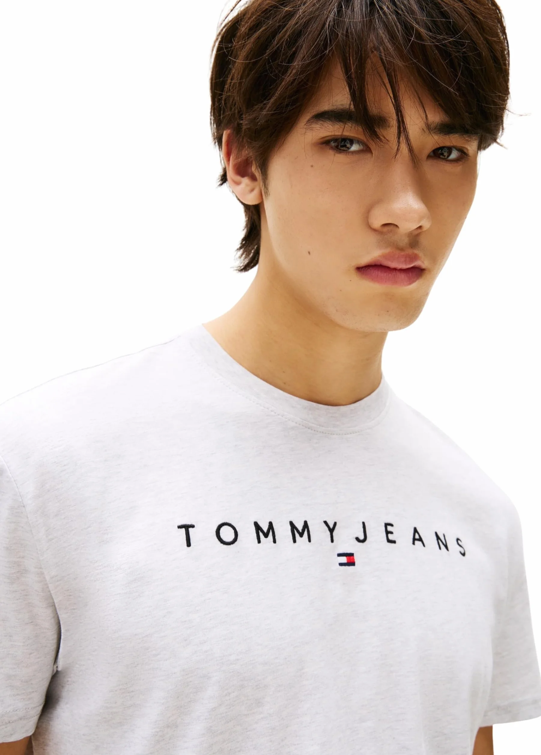 Tommy Jeans Camiseta Hombre Manga Corta Linear Logo Algodón