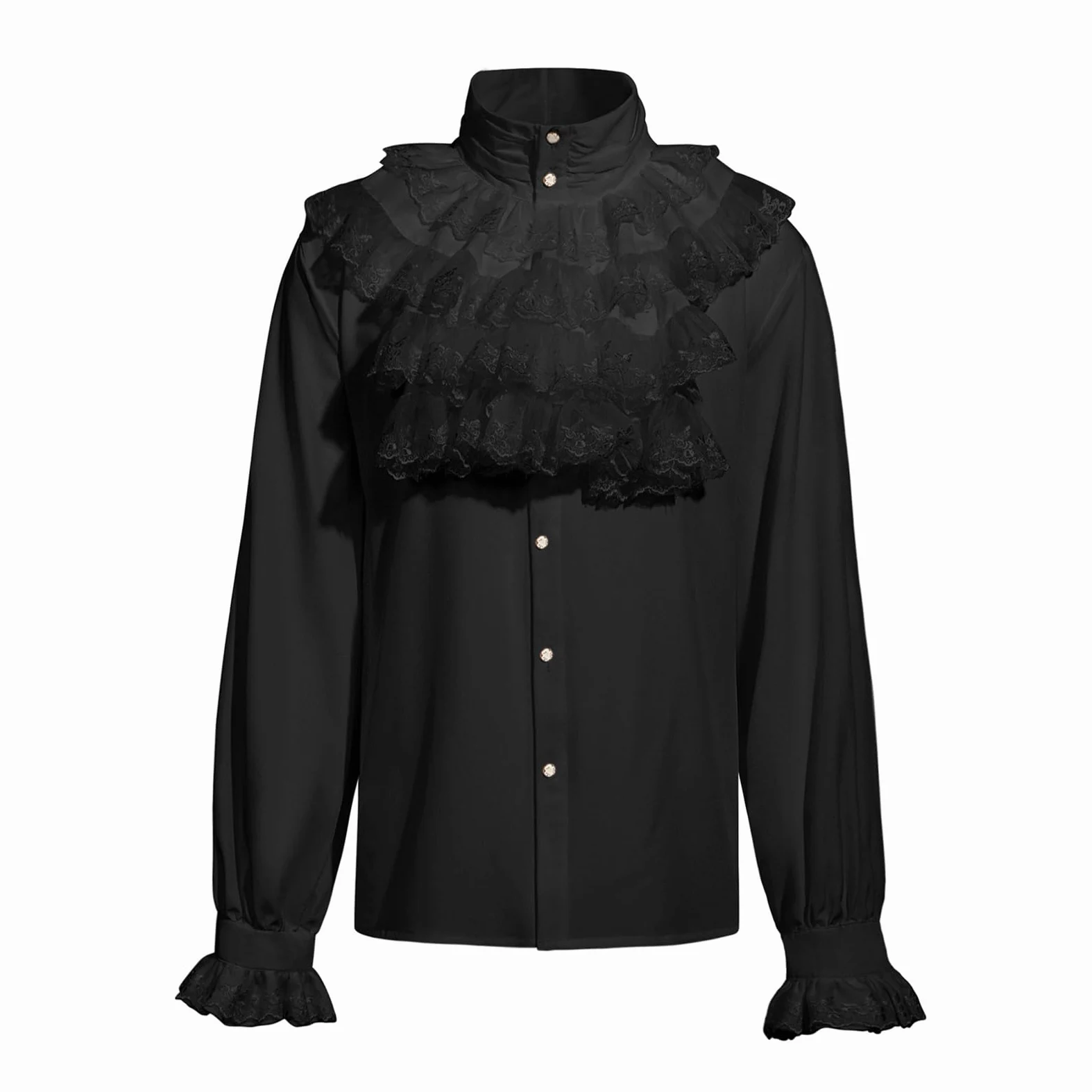 Camisa pirata para hombre, con volantes, estilo victoriano, renacentista, Sterevunk, vampiros, poeta, disfraz medieval de Halloween
