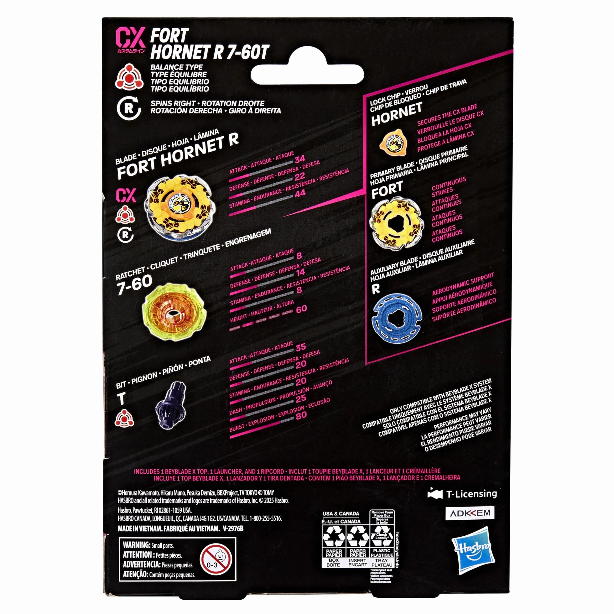 Beyblade X Fort Hornet R 7-60T CX Kit Inicial Top Lanzador