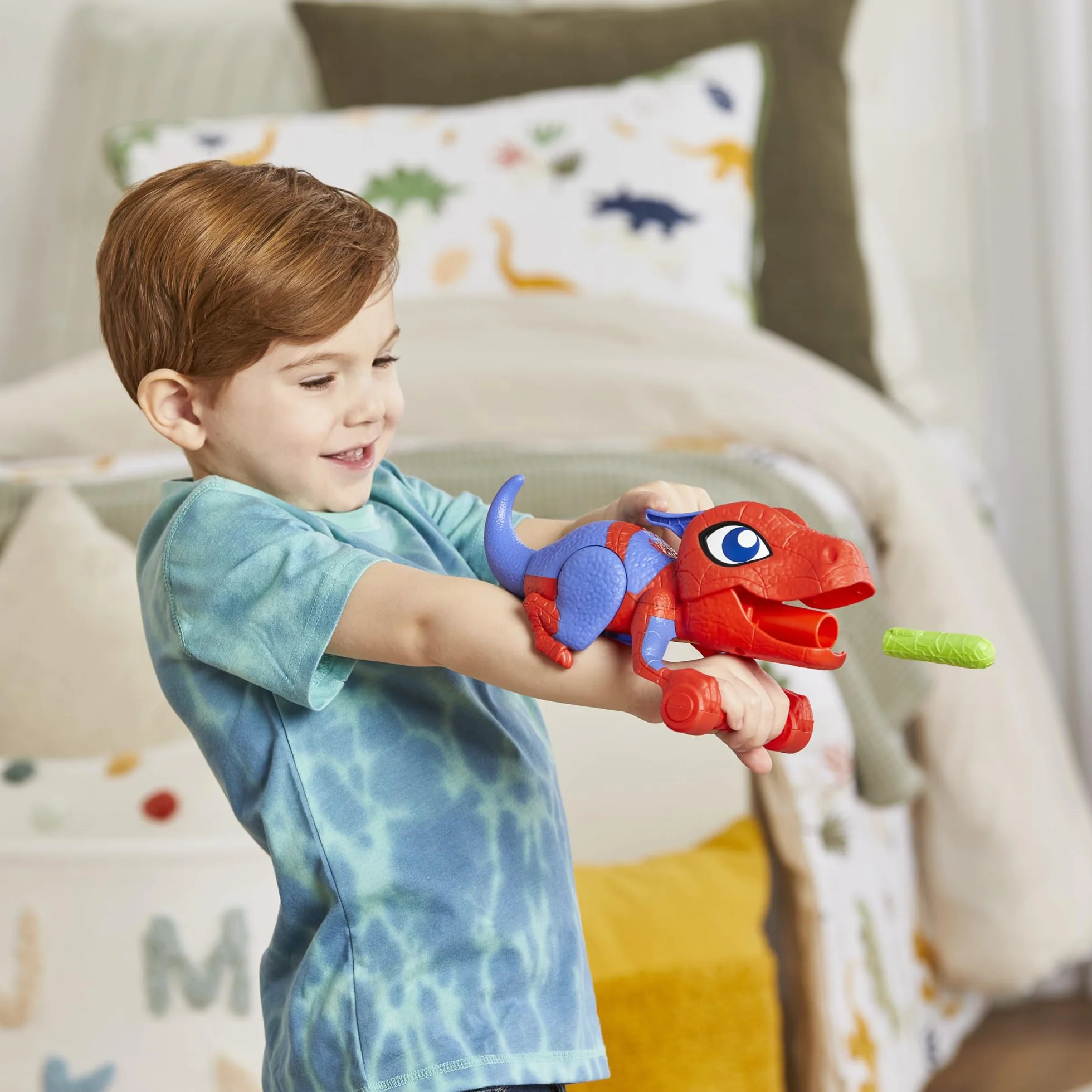 Spidey and his Amazing Friends Marvel Dino-Webs Nerf Spidey-Rex Web Launcher, Juguete de Juego de rol, Juguetes de superhéroe Preescolar para niños a Partir de 3 años