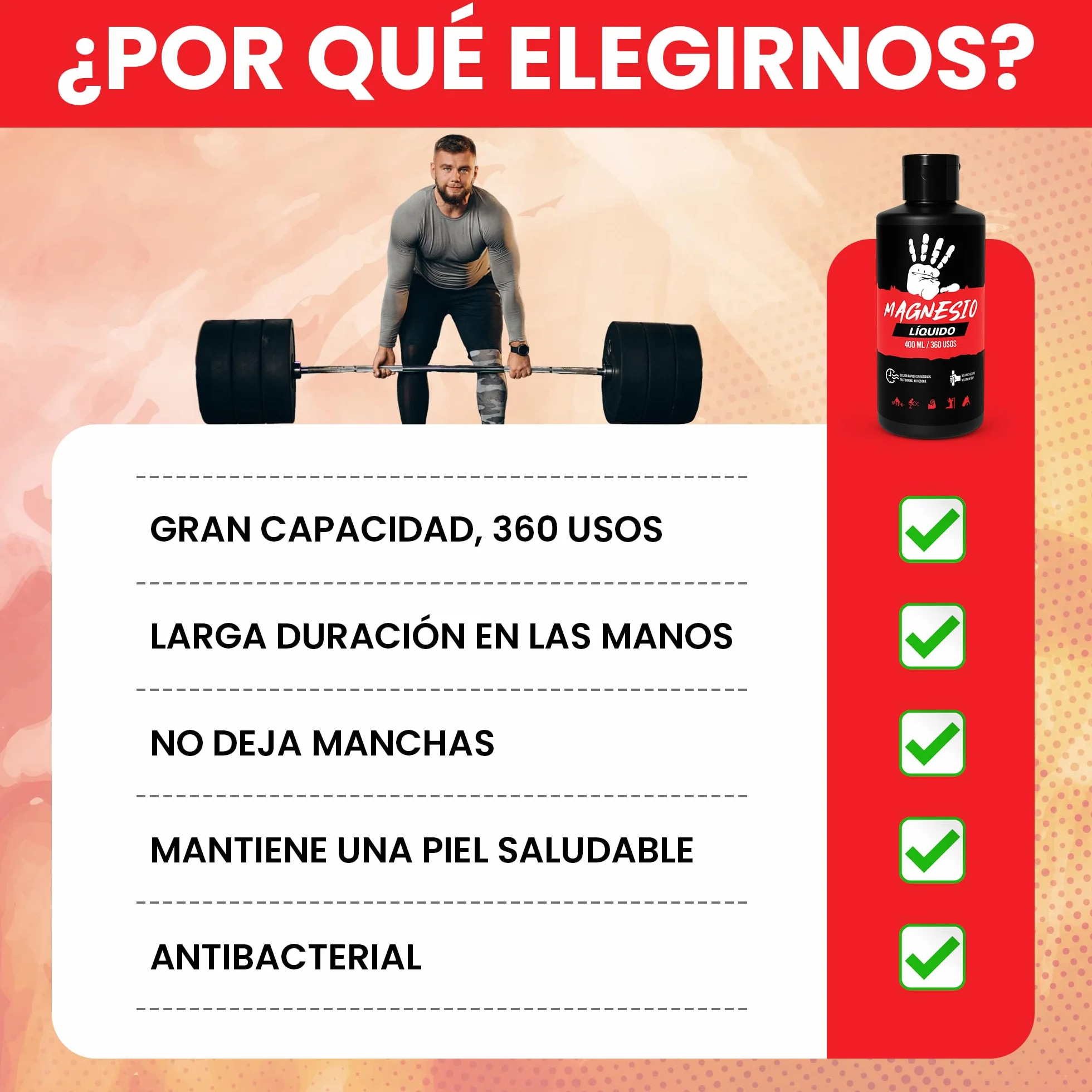 Magnesio Líquido 400ml Chalk Profesional Agarre Crossfit Escalada Calistenia Halterofilia