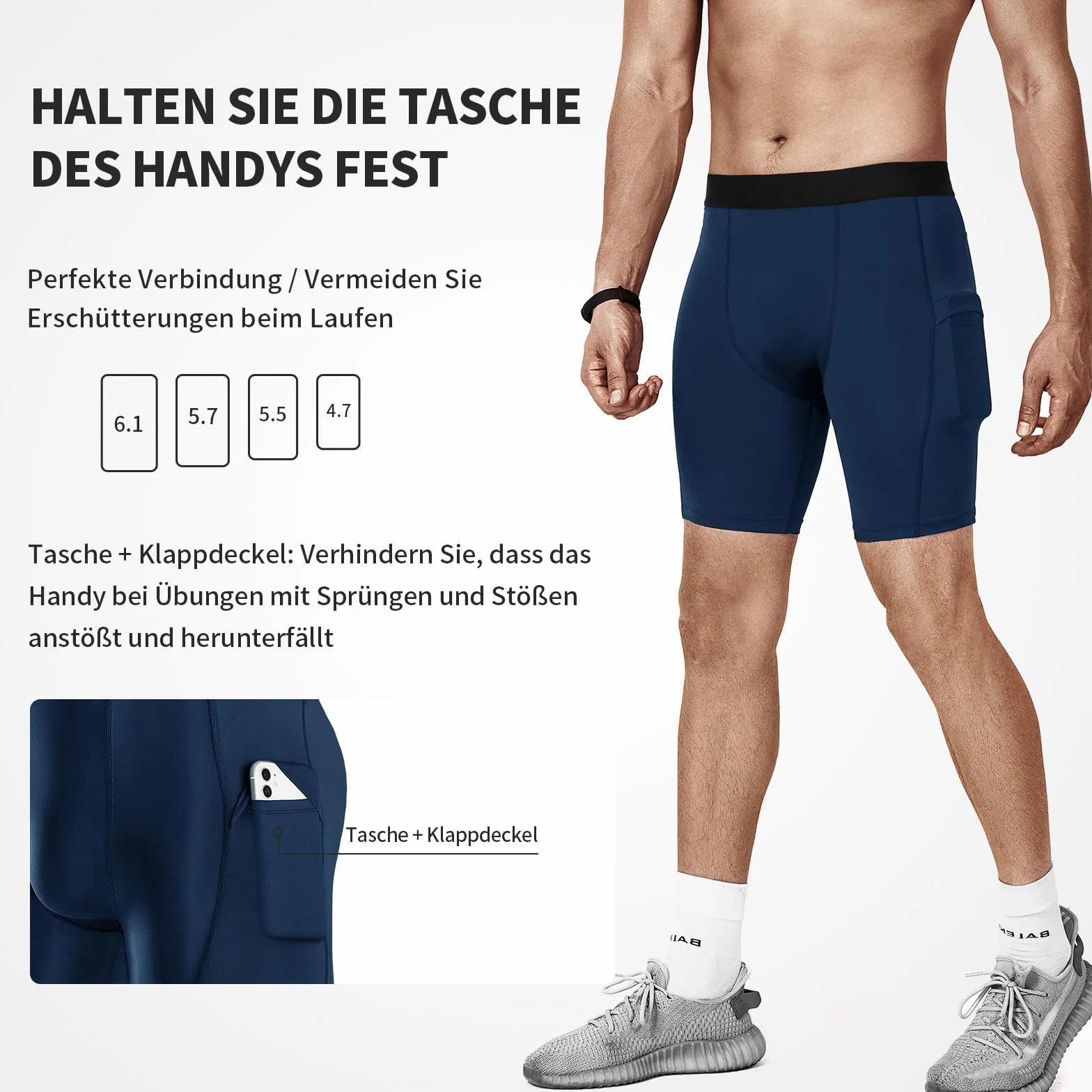 Niksa 3 Piezas Mallas Running Hombre Cortas Pantalones Cortos Compresión con Bolsillo para Celular Secado Rápido Transpirable