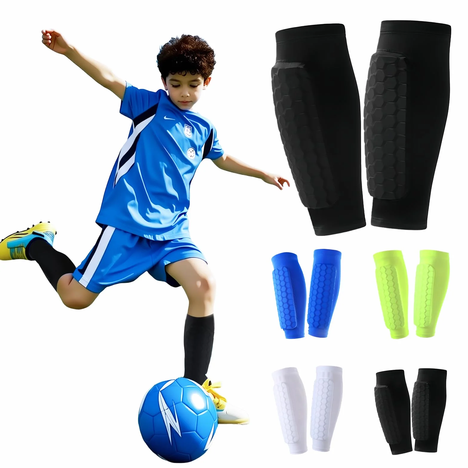 Espinilleras Fútbol Niño Transpirables Antigolpes para Niños y Niñas