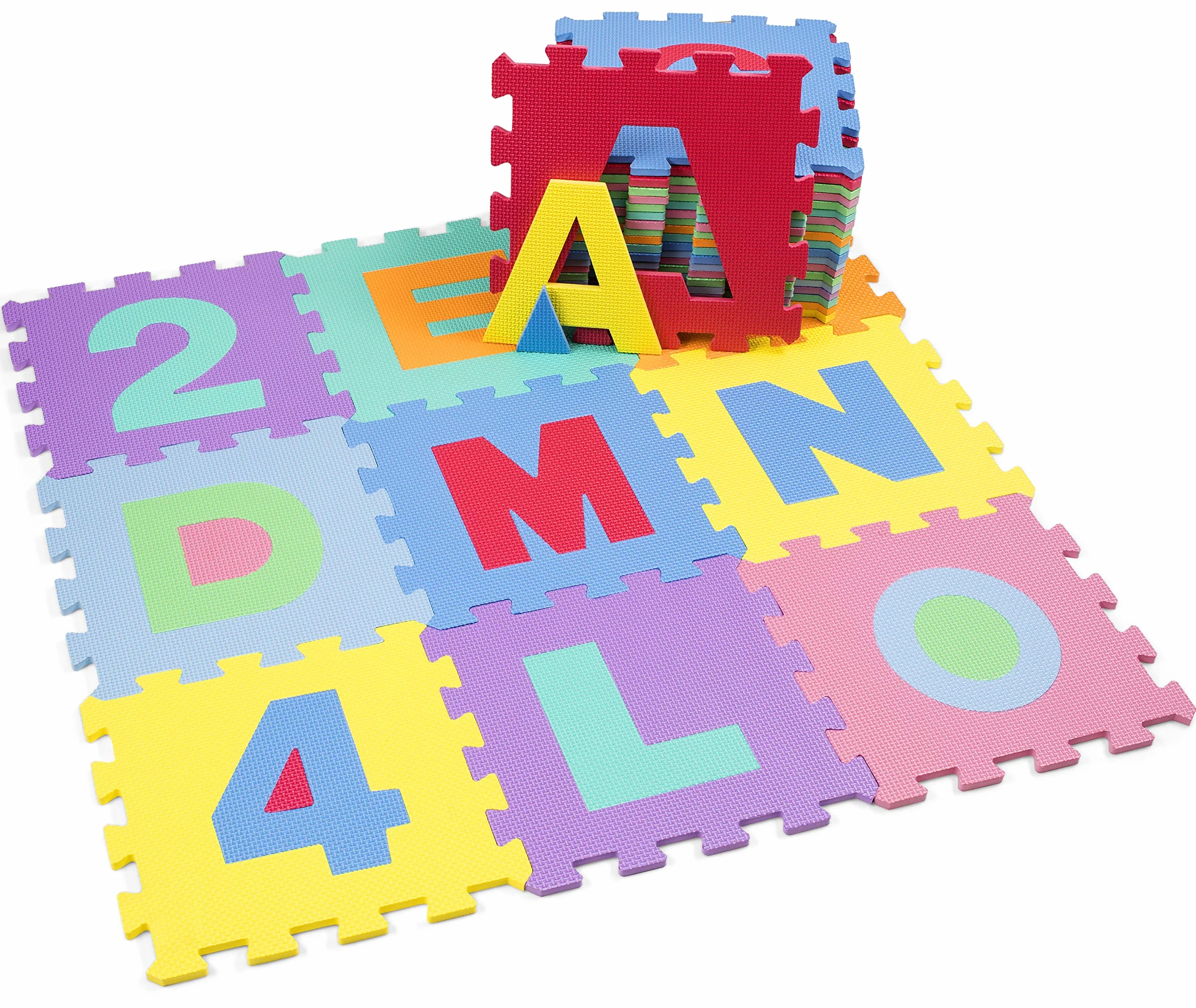 KIDUKU Alfombra Puzle para Niños 36 Piezas EVA con Números y Letras 31,5x31,5 cm