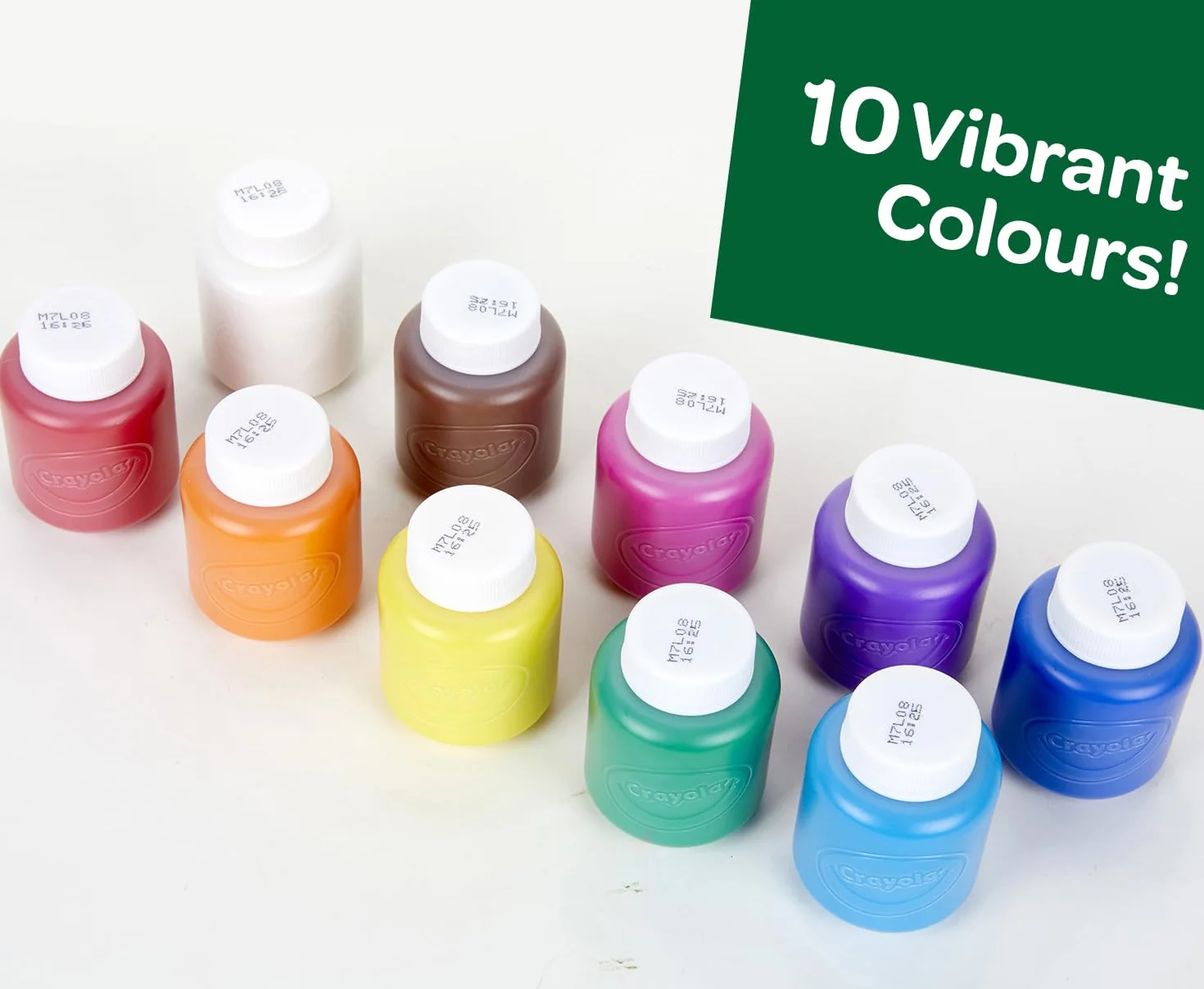 CRAYOLA - 10 Botes de Pintura Lavables, Paquete de 10 Botes de 59 ml, Edad Recomendada: a partir de 3 Años, 54-1205