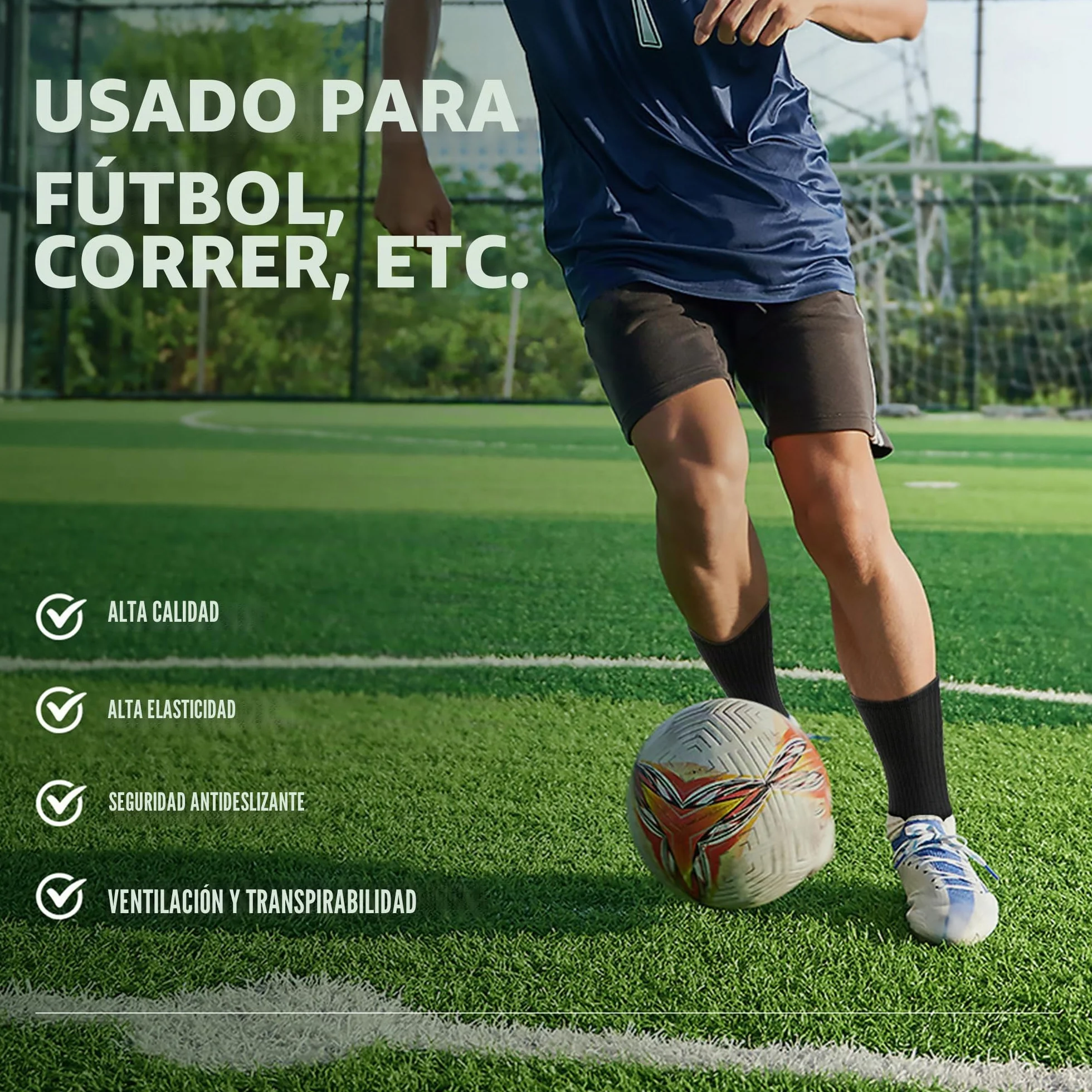 Calcetines de fútbol para hombre antideslizantes 2 pares 35-39 39-46 46-50