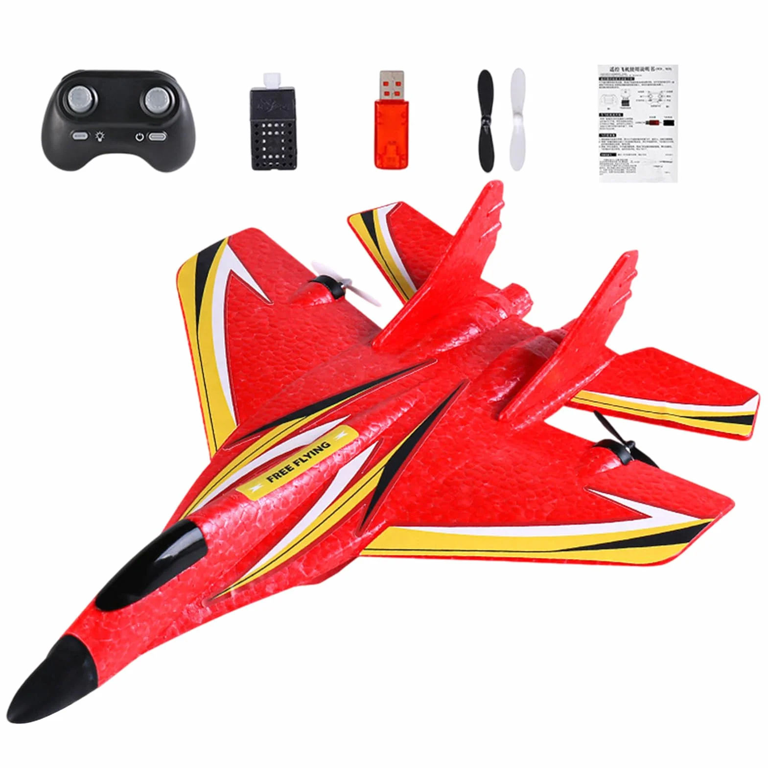 Genérico Avión RC - Kit de avión de Control Remoto con luz LED | Impermeable de 2,4 GHz, Caza acrobático de Doble Motor | Educativo al Aire Libre para niños y Adultos