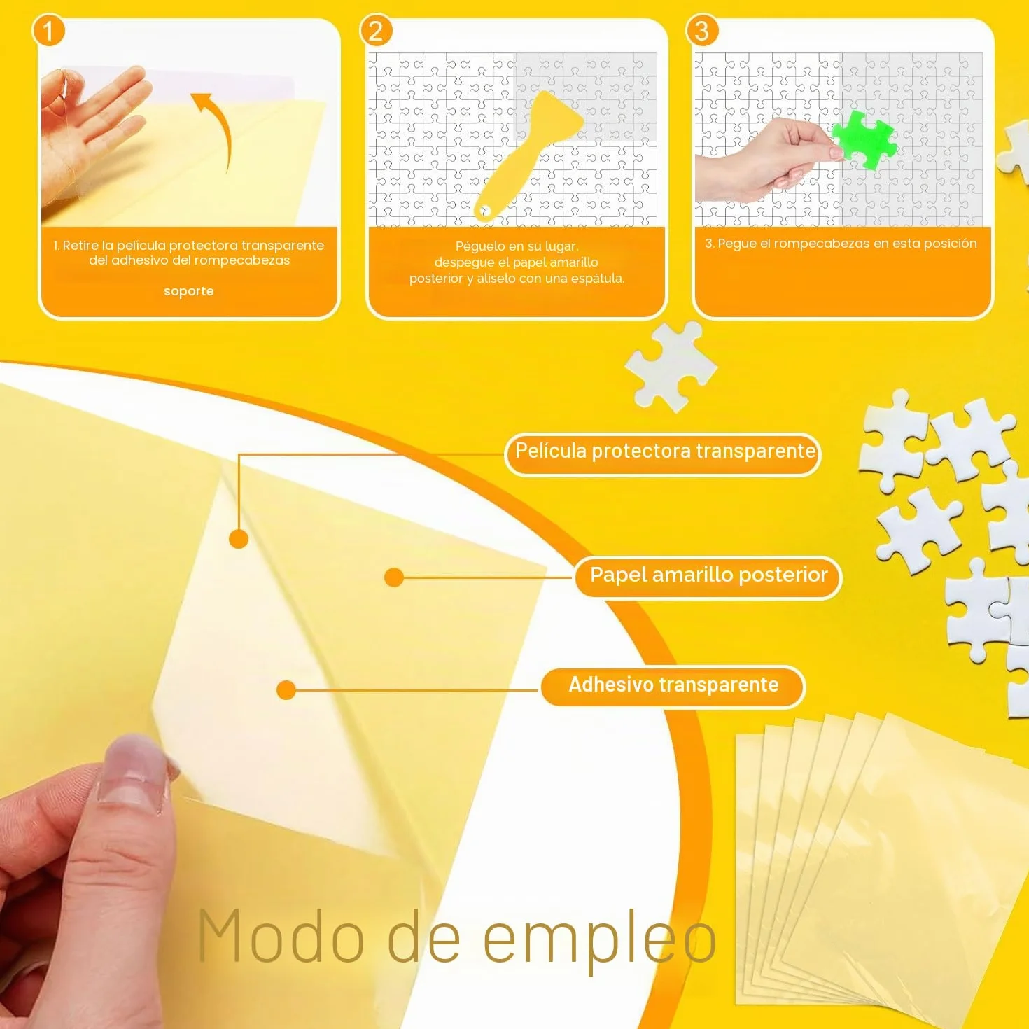 64 Hojas Pegamento para Puzzle Cola para Puzzle Papel Adhesivo Doble Cara Lámina Autoadhesiva Rompecabezas Apto para 8×1000 Piezas de Puzzles Fotos y Postales(25 × 18 cm)