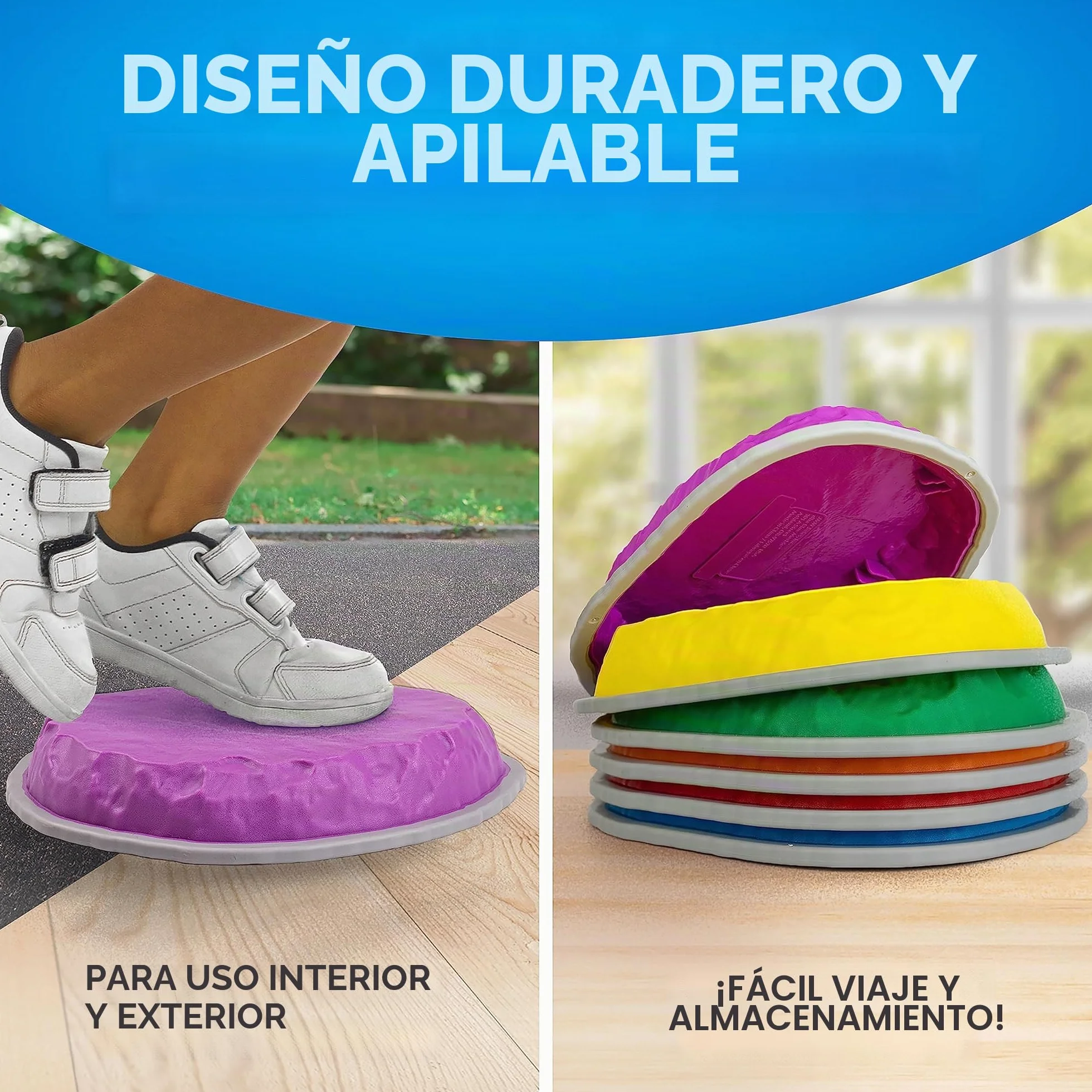 Blue Marble National Geographic Piedras de Equilibrio para Niños - 10 Piedras Duraderas Antideslizantes para Desarrollar Habilidades Motoras y Equilibrio