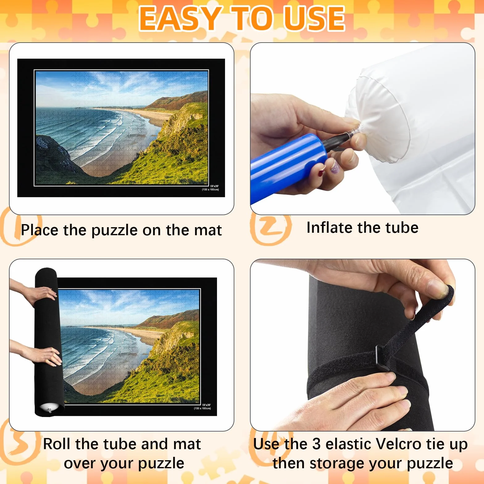 MOZOOSON Tapete Puzzle 3000 Piezas, Mat Roll Up Pad, Estera Portátil