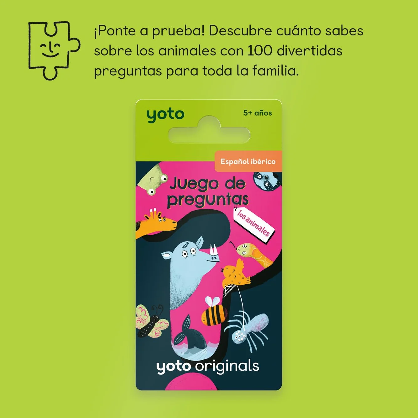 Yoto Juego de Preguntas: los Animales (Castilian) – Tarjeta Audio en español sin Pantallas. Quiz y Juegos interactivos para niños. Compatible con Yoto Player y Mini. Edad 5+.