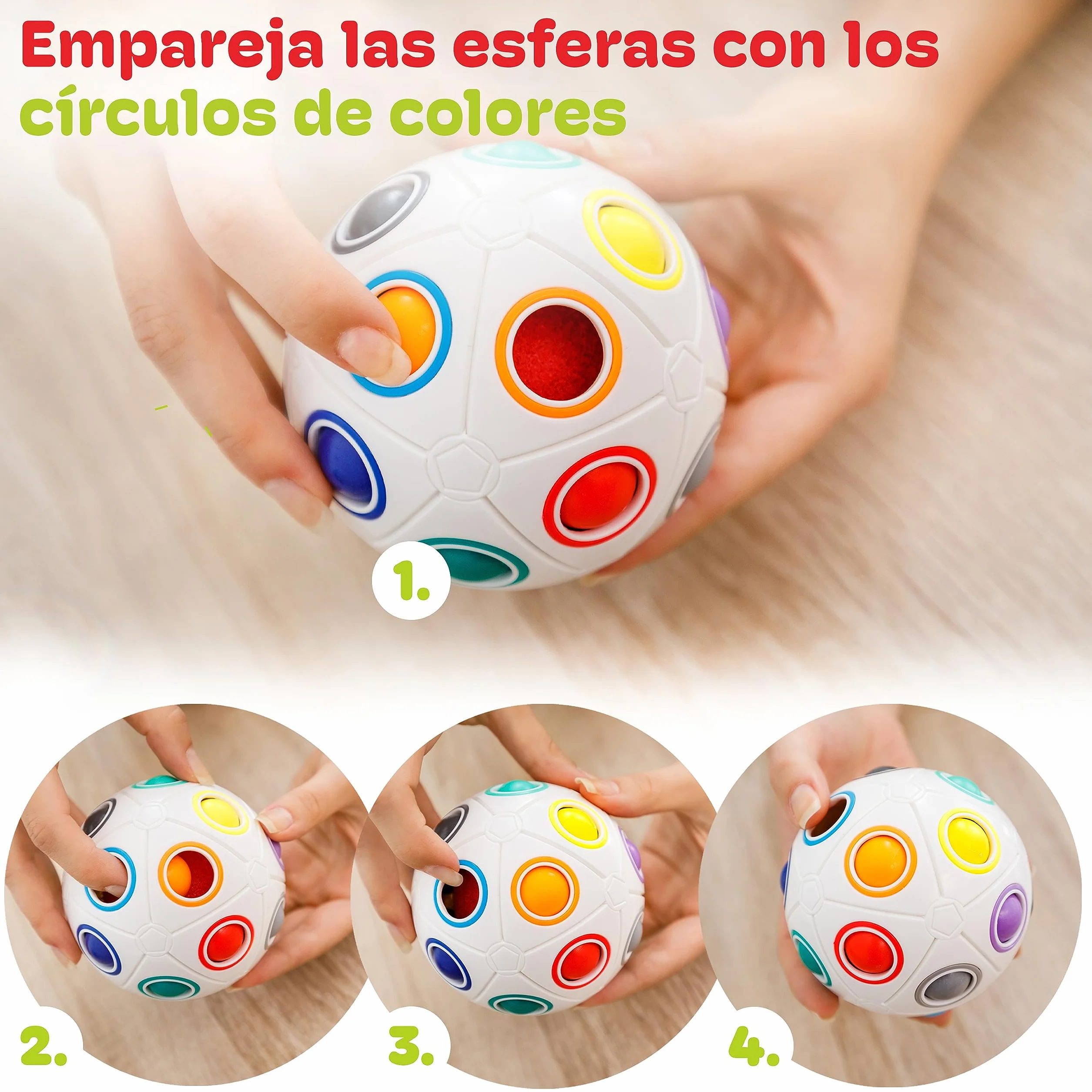 CUBIDI® Bola Mágica Arcoíris Grande Puzzle 3D. Rompecabezas Niños Ideal También como Rompecabezas Adultos. Juguetes Antiestres Adultos y Perfectos como Regalo Niña 6 Años y Niño.