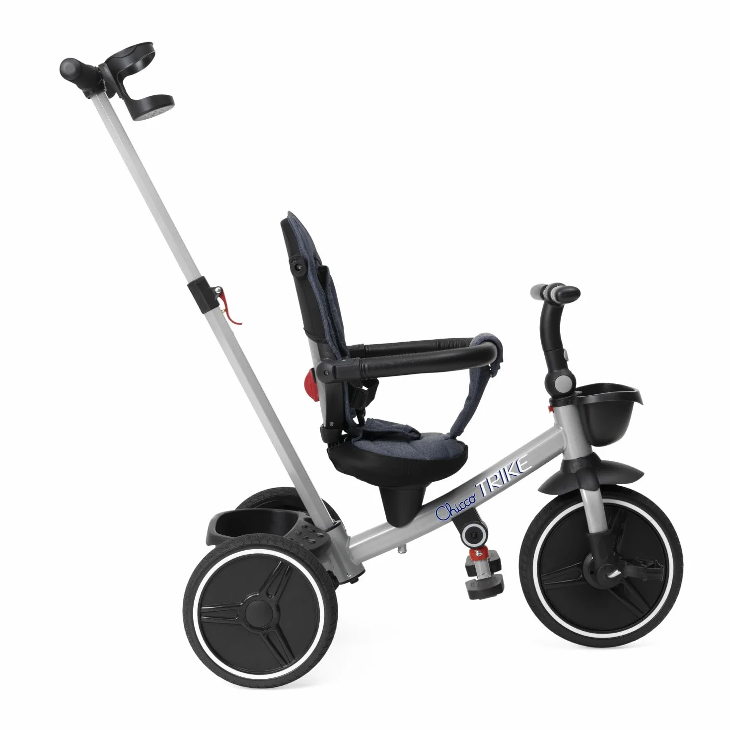Chicco, 4in1 Trike Triciclo con Estructura de Metal, Ruedas Goma EVA, Cinturón de 4 Puntos, Manillar Telescópico y Capota Desmontable, Cochecito con Asiento Reversible, Cesta, Juguete 6 Meses - 5 Años