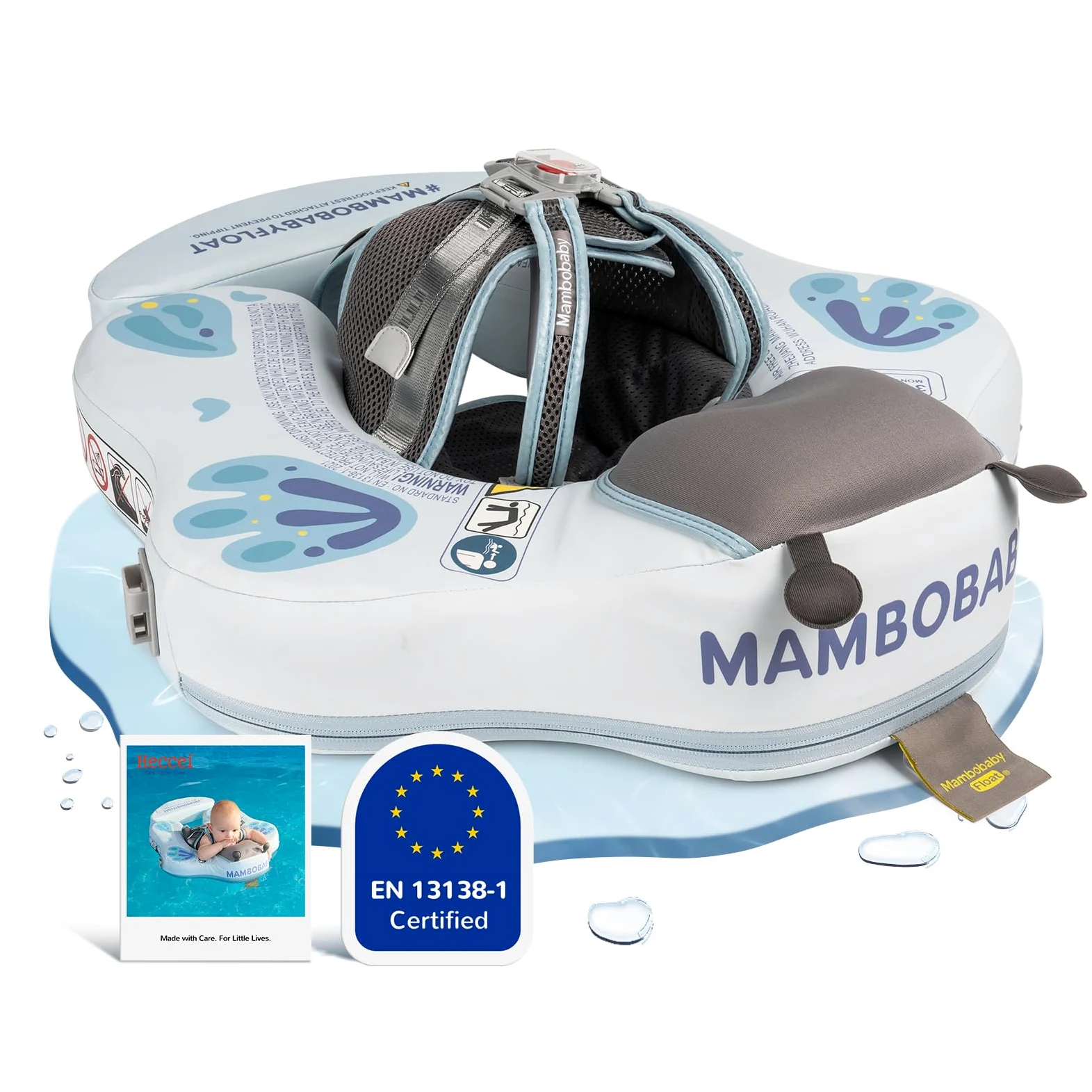 HECCEI Flotador Bebe Mambobaby No Inflable Duradero y Respetuoso con la Piel Baby Swimming Float, Anillo de Natación para Piscina Playa Flotador para Bebés de 3 a 24 Meses