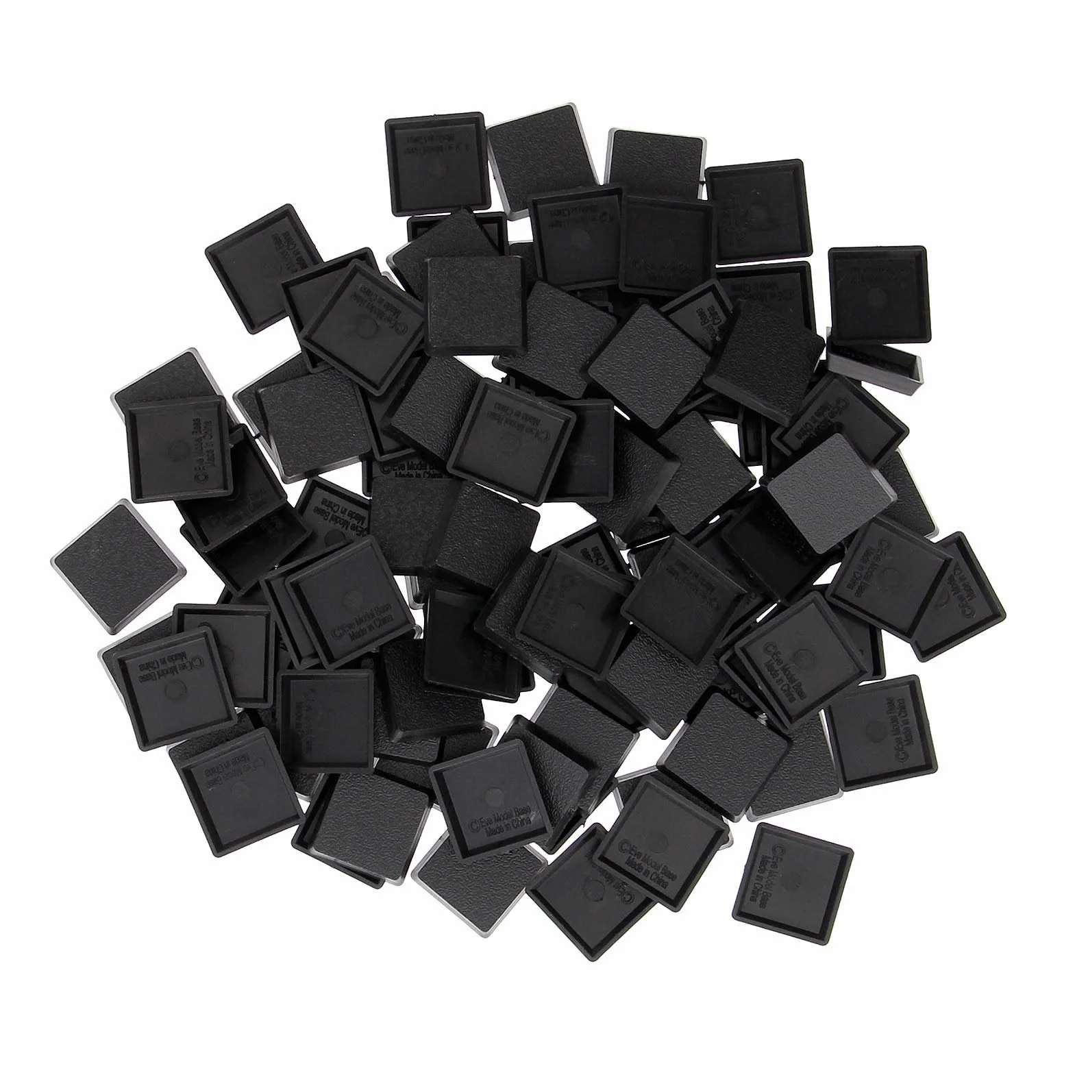Evemodel 100 Piezas 25mm * 25mm Bases Modelo cuadradas para Juegos de Mesa Wargames Plástico