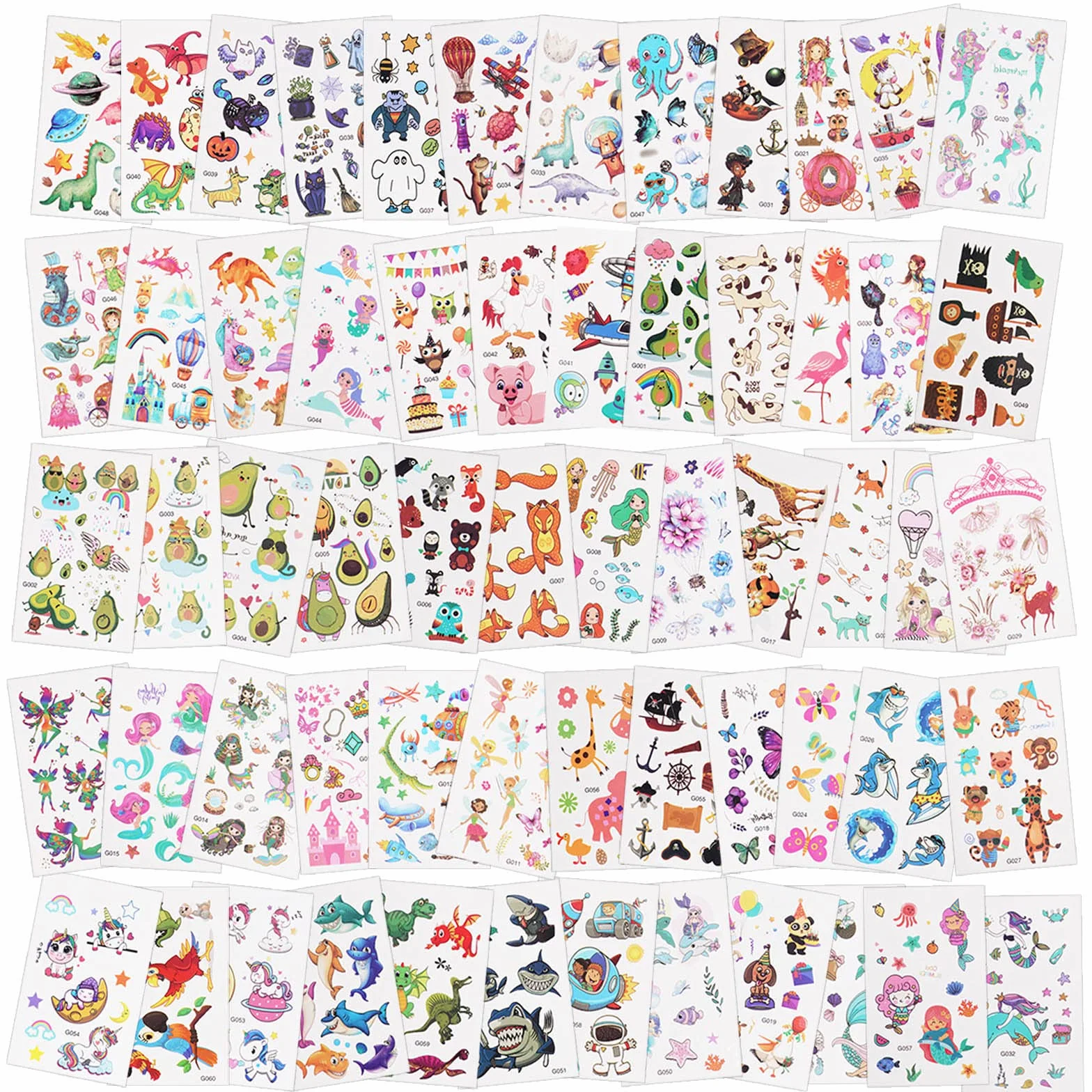 ACWOO Dibujos Animados, 60 Hojas Impermeables Tatuajes Temporales Niños Pegatinas, Navidad Halloween Estilo Mixto Regalo