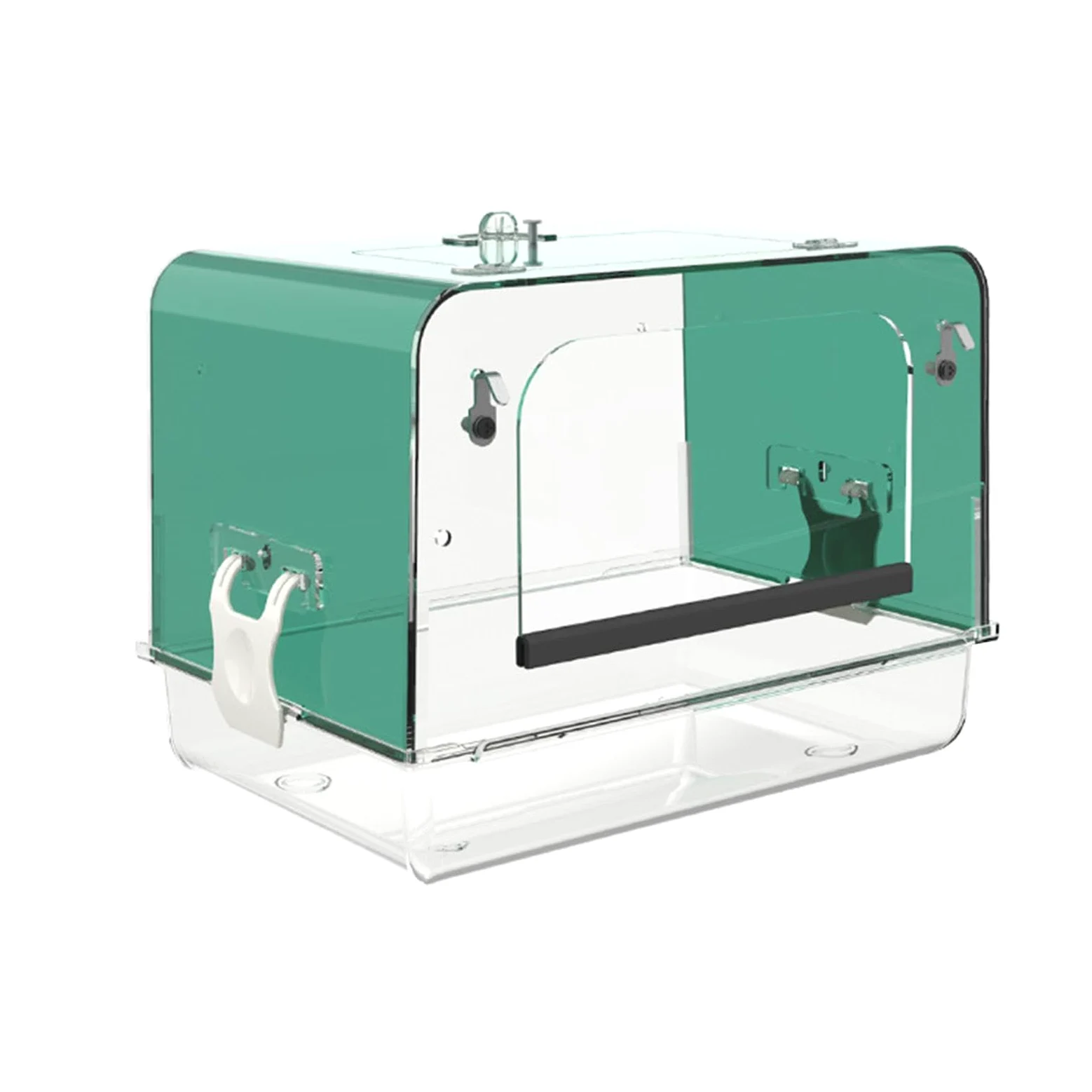 MagiDeal Bañera Colgante para Loros, Caja de baño enjaulada para pájaros y Mascotas, acrílico, pájaros pequeños, fácil de Instalar, Jaula para pájaros, Verde