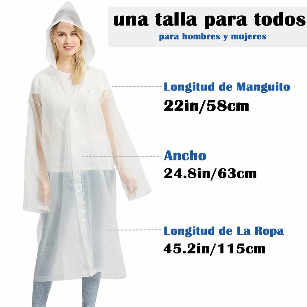 Opret Ponchos Impermeables Reutilizables Capa Lluvia con Capucha Paquete de 2