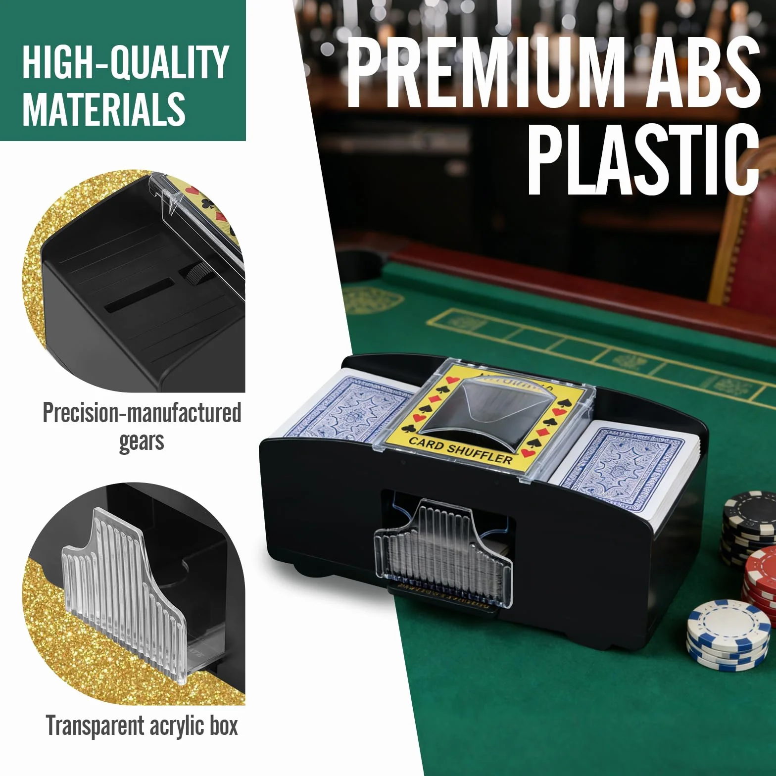 Barajador Automático de Cartas, Máquina Mezcladora de Cartas Eléctrica 2 Mazos para UNO, póquer, Texas Hold'em, Canasta, Blackjack