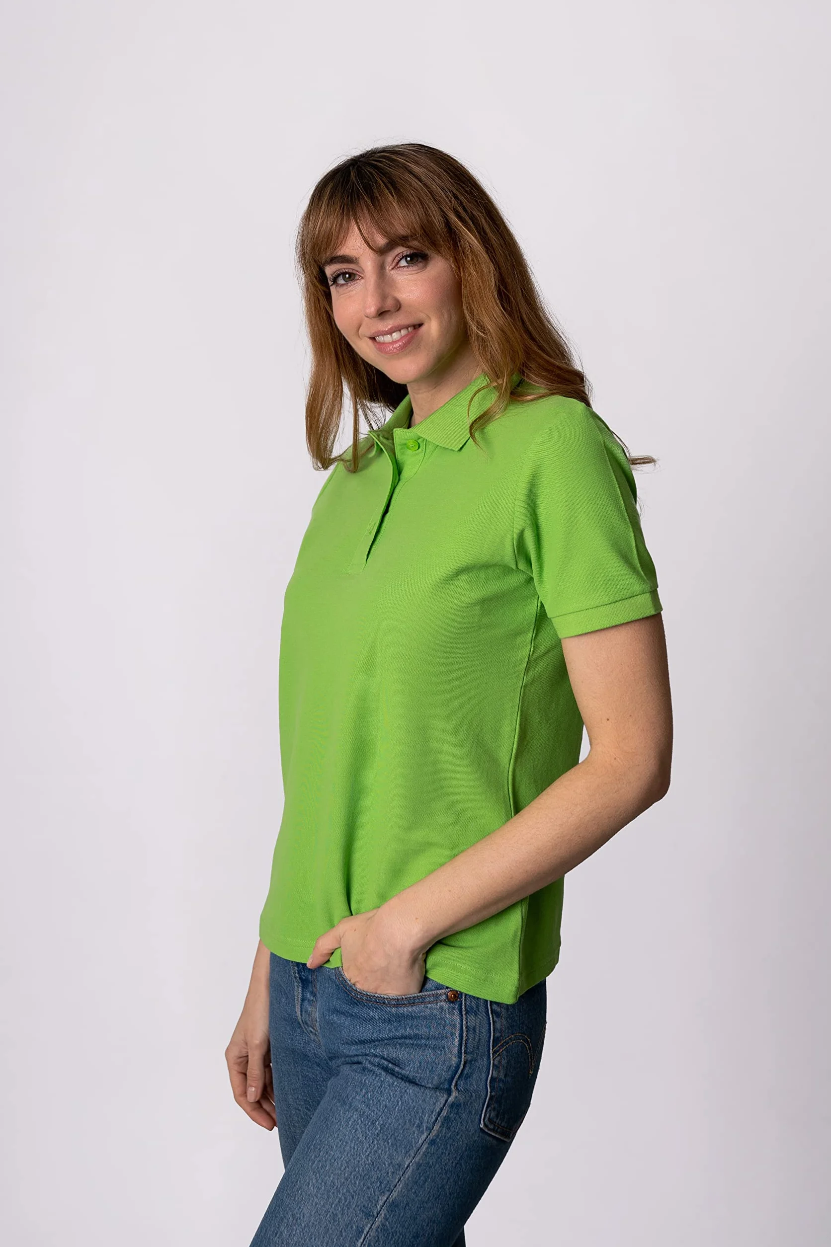 Polo Shirt Mujer Básica Manga Corta Piqué Algodón Transpirable Golf Top