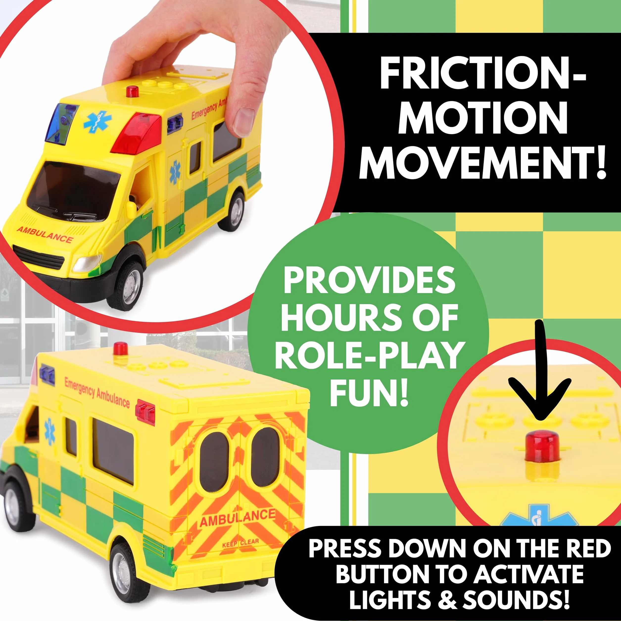 Toyland® Ambulancia - Juguete de emergencia con luz y sonido, escala 1:40, vehículo de juego, a partir de 3 años