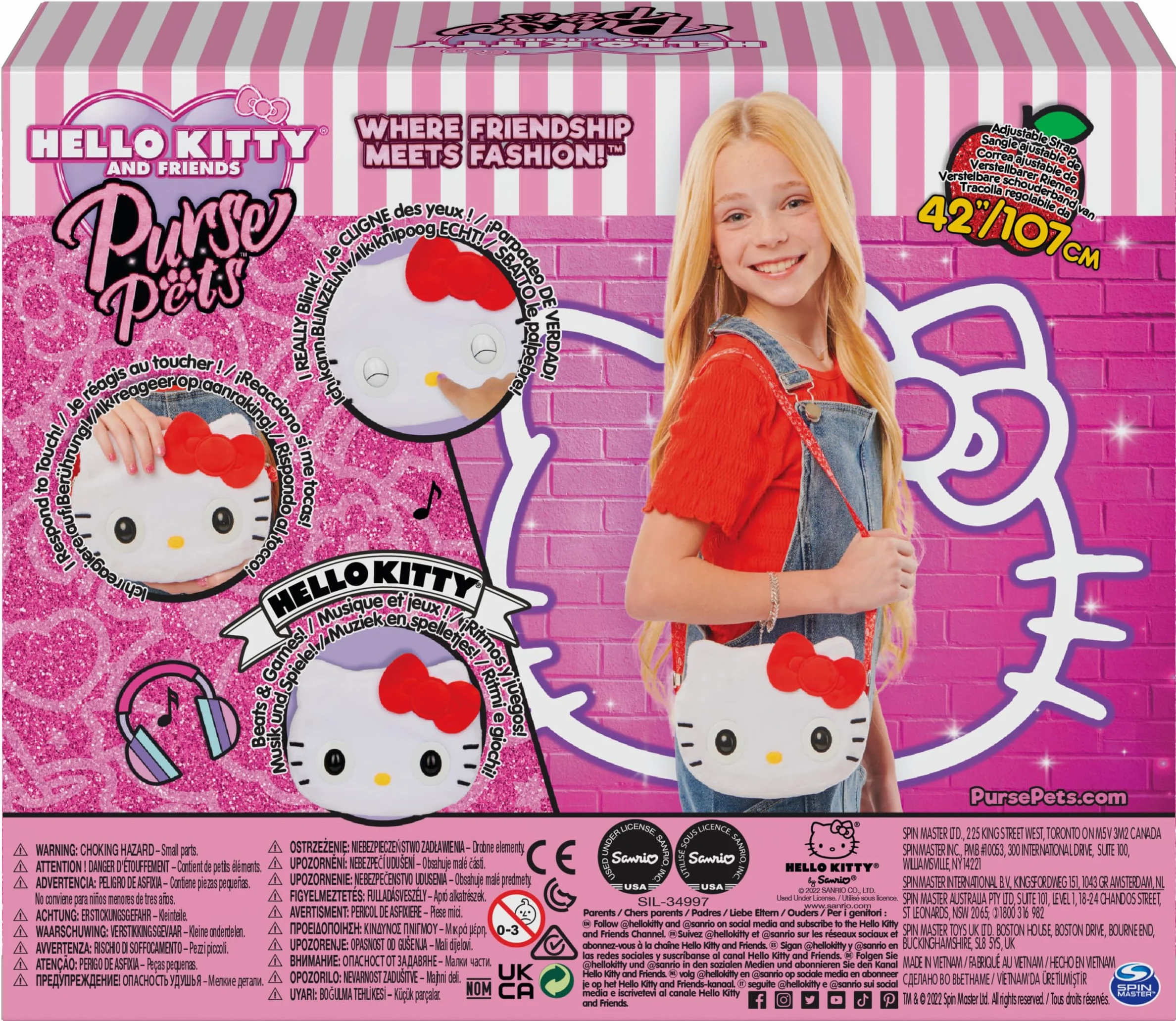 Purse Pets Bolso Mascota Interactiva Sanrio Hello Kitty and Friends con más de 30 Sonidos y Reacciones Juguete niña 5 años+