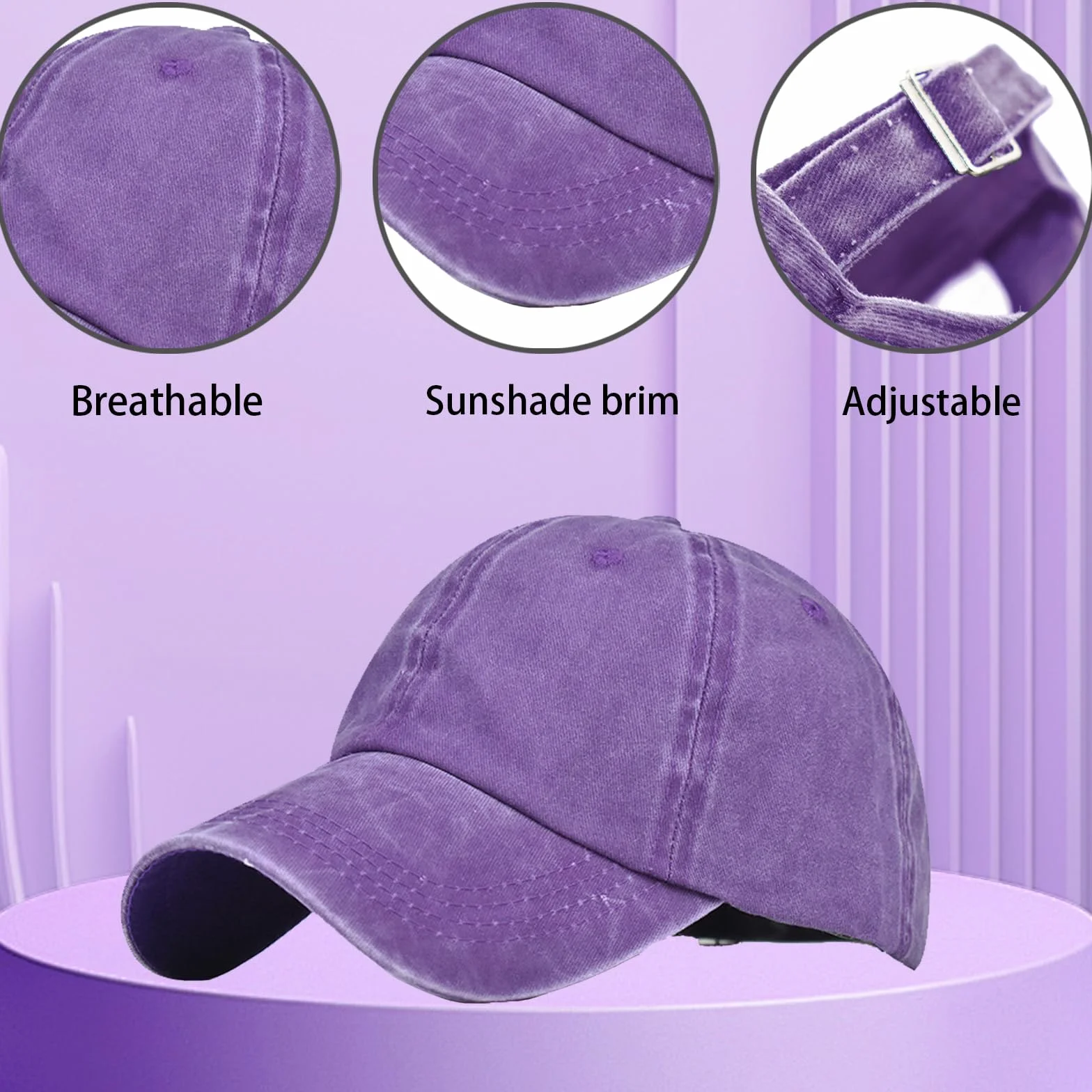 Gorra de Béisbol Lavada 100% Algodón Visera Ajustable Niños 3-8 Años