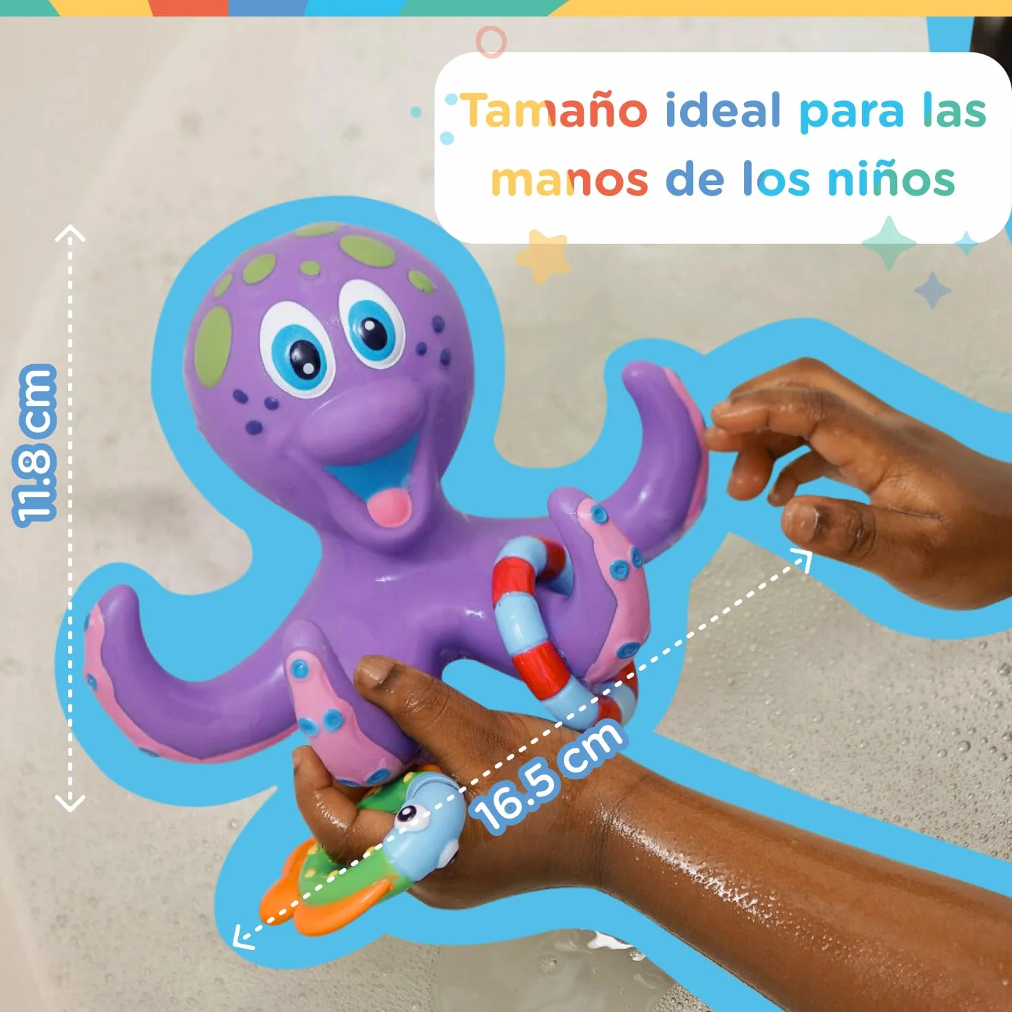 Nuby Pulpo Flotante Juguete de Baño Bebe con Anillos 18+ Meses Violeta