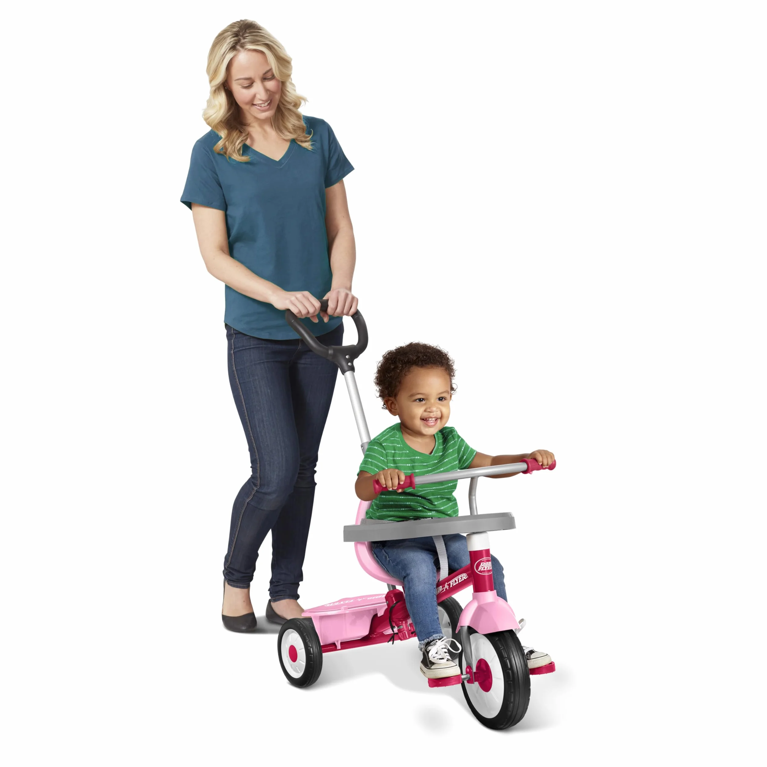 Radio Flyer 3 en 1 Triciclo Stroll 'N Trike, Triciclo Rosa para niños pequeños de 1,5 a 5 años