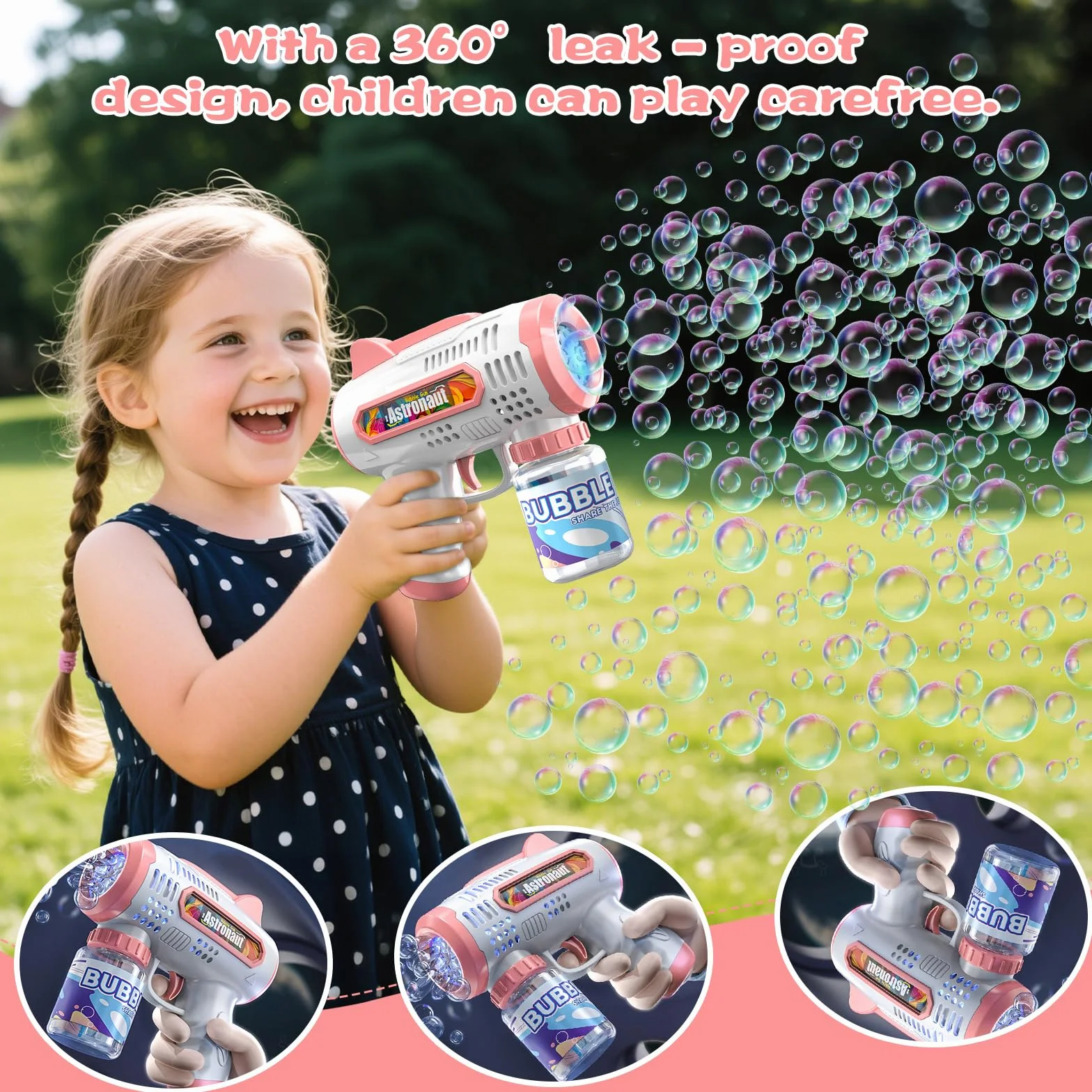 2 Pcs Pistola de Burbujas para Niños, Pistola Burbujas, Pistola de Burbujas Automática, Pistola de Pompas de Jabon, con 240ml Solución de Burbujas para Fiesta, Actividad al Aire Libre, Bodas