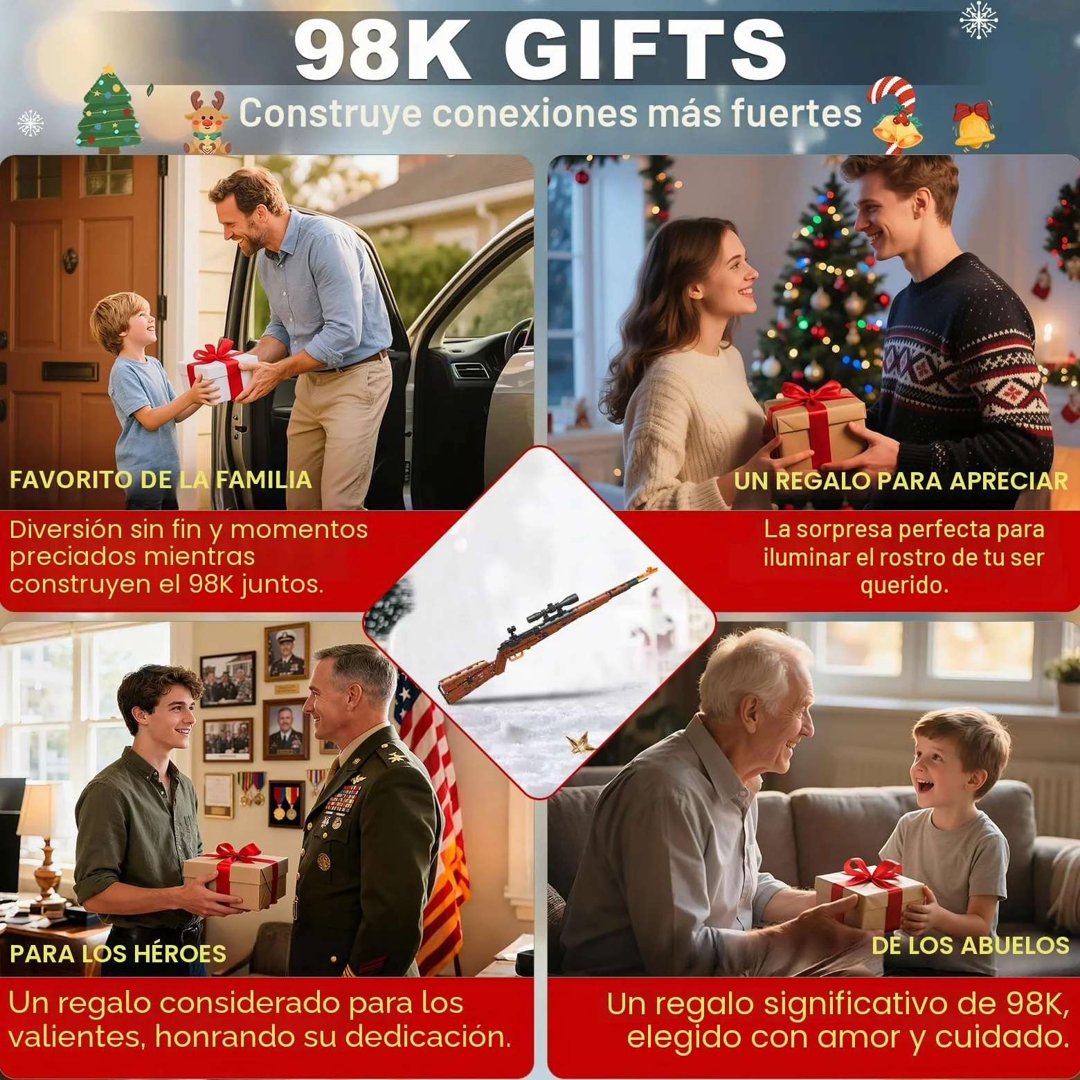 Sosuy Kar98k Fusil Bloques de Construcción, Pistola Armas Modelo Realista Disparable DIY 1025 Piezas para Adultos y Adolescentes 8+, Colección Militar para Aficionados, Regalo para Hombres y Niños