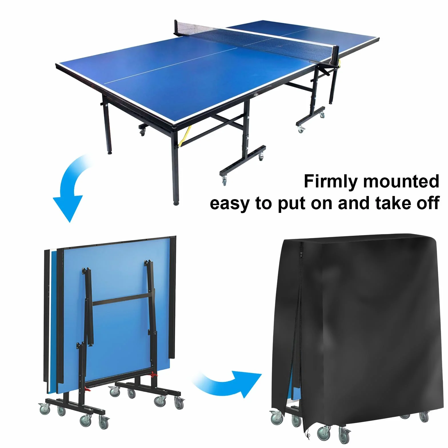 Funda impermeable para mesa de ping pong 185x165x70 cm Oxford resistente UV viento desgarros interior exterior