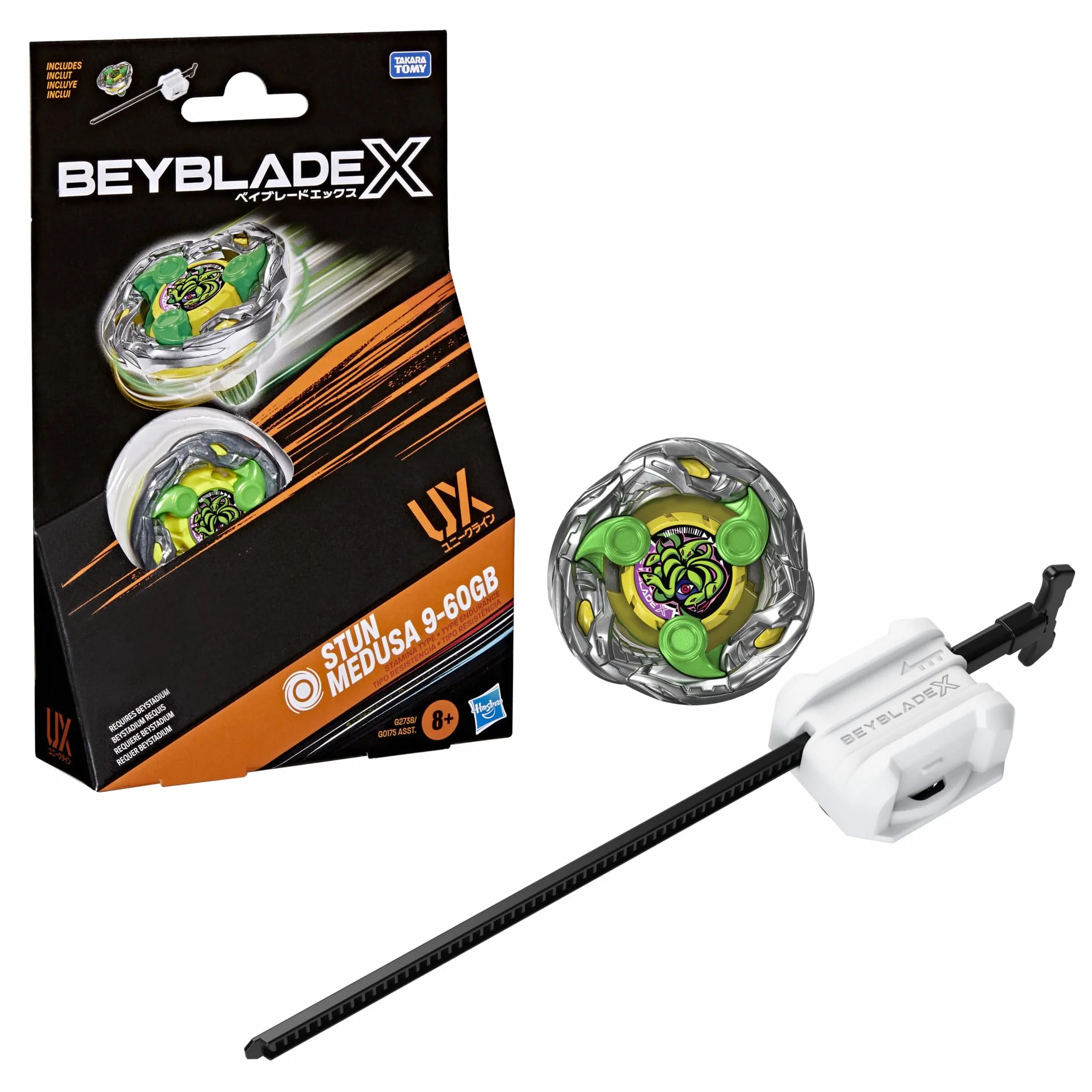 Takara Tomy Beyblade X Stun Medusa 9-60GB UX Kit Inicial Tipo Resistencia Lanzador Batalla 8 años