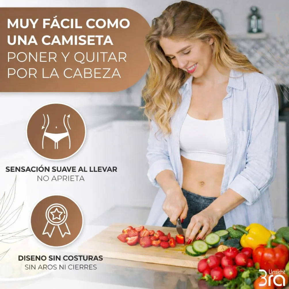 Mujer Set de 3 Sujetadores Bralette Sin Aros Invisible Antisudor Sin Costuras Algodón Negro Blanco Beige