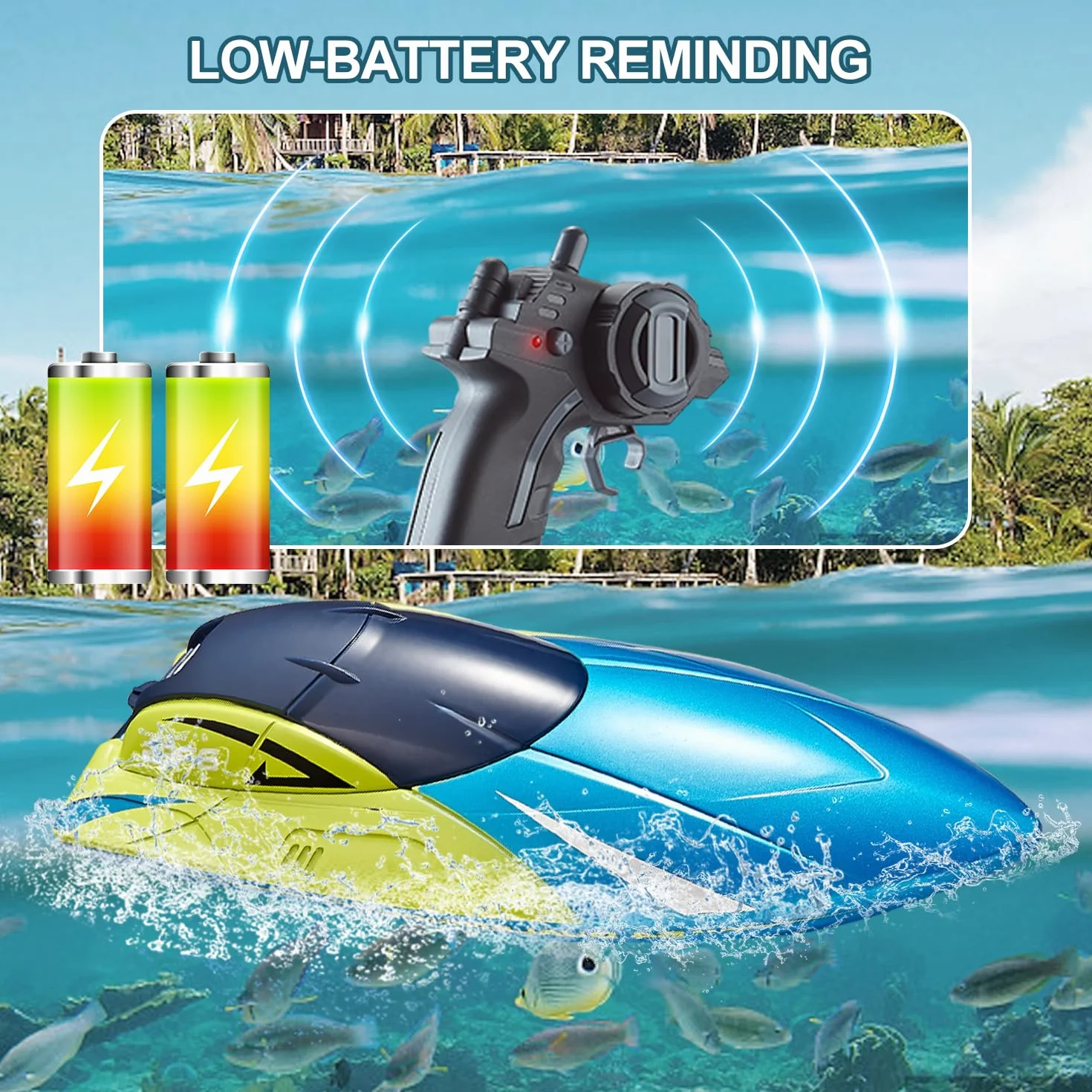 4DRC Barco RC con luz LED, más de 30 Minutos, para Piscinas y Lagos más de 20 mph, Barcos de Carreras de 2,4 GHz, 2 baterías,Juguete de Piscina para niños a Partir de 8 años