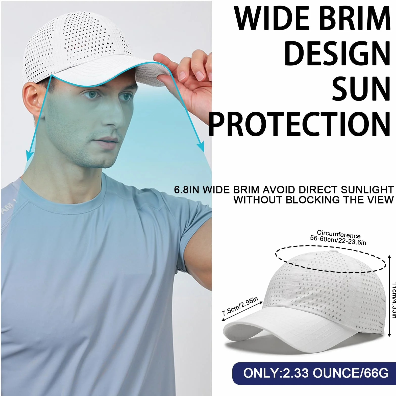 Gorra de Béisbol Transpirable para Hombre, Gorra Running Secado Rápido Malla, Protección Solar Plegable Ajustable