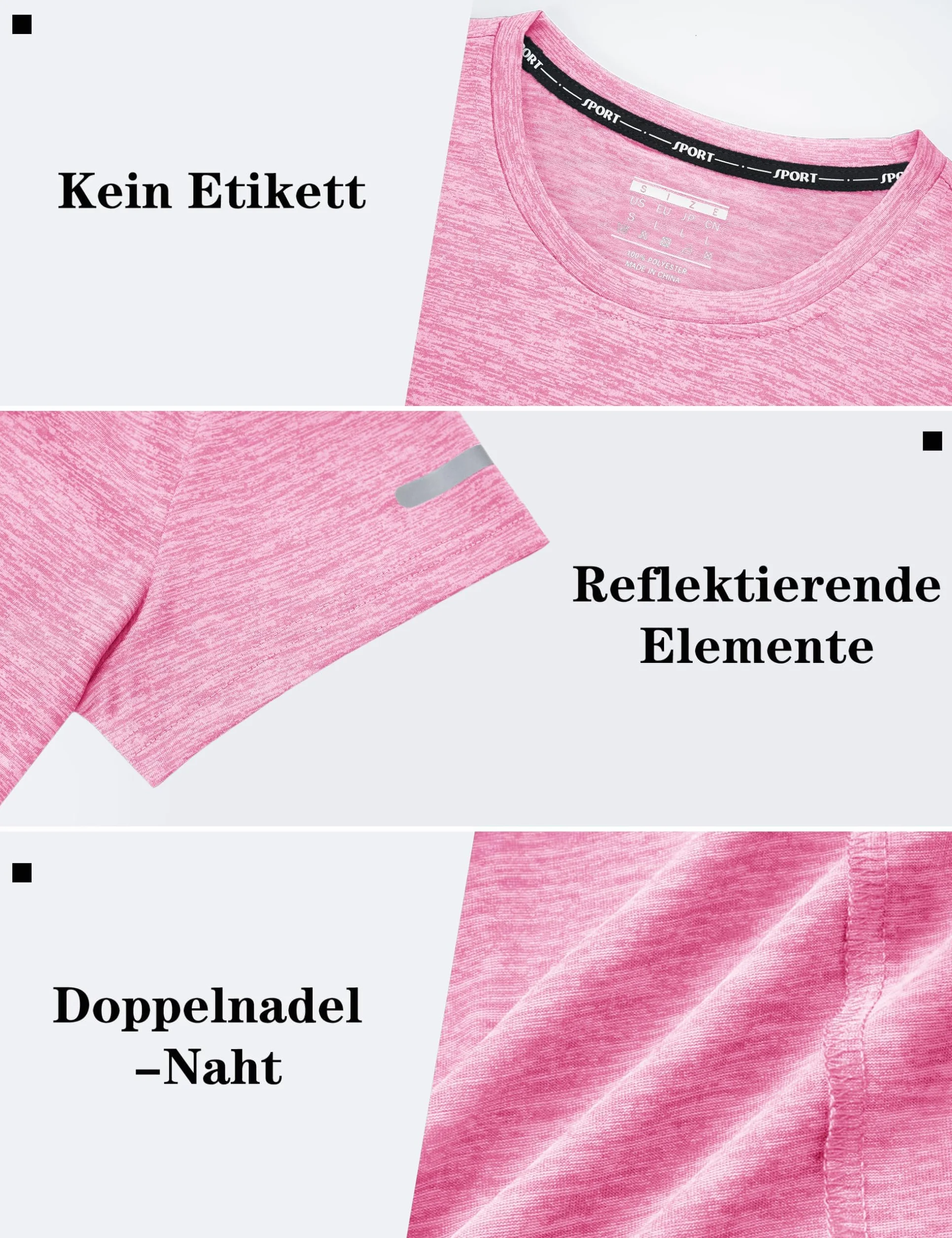 KEFITEVD Camiseta de Running Mujer Senderismo Yoga Poliéster Cuello Redondo