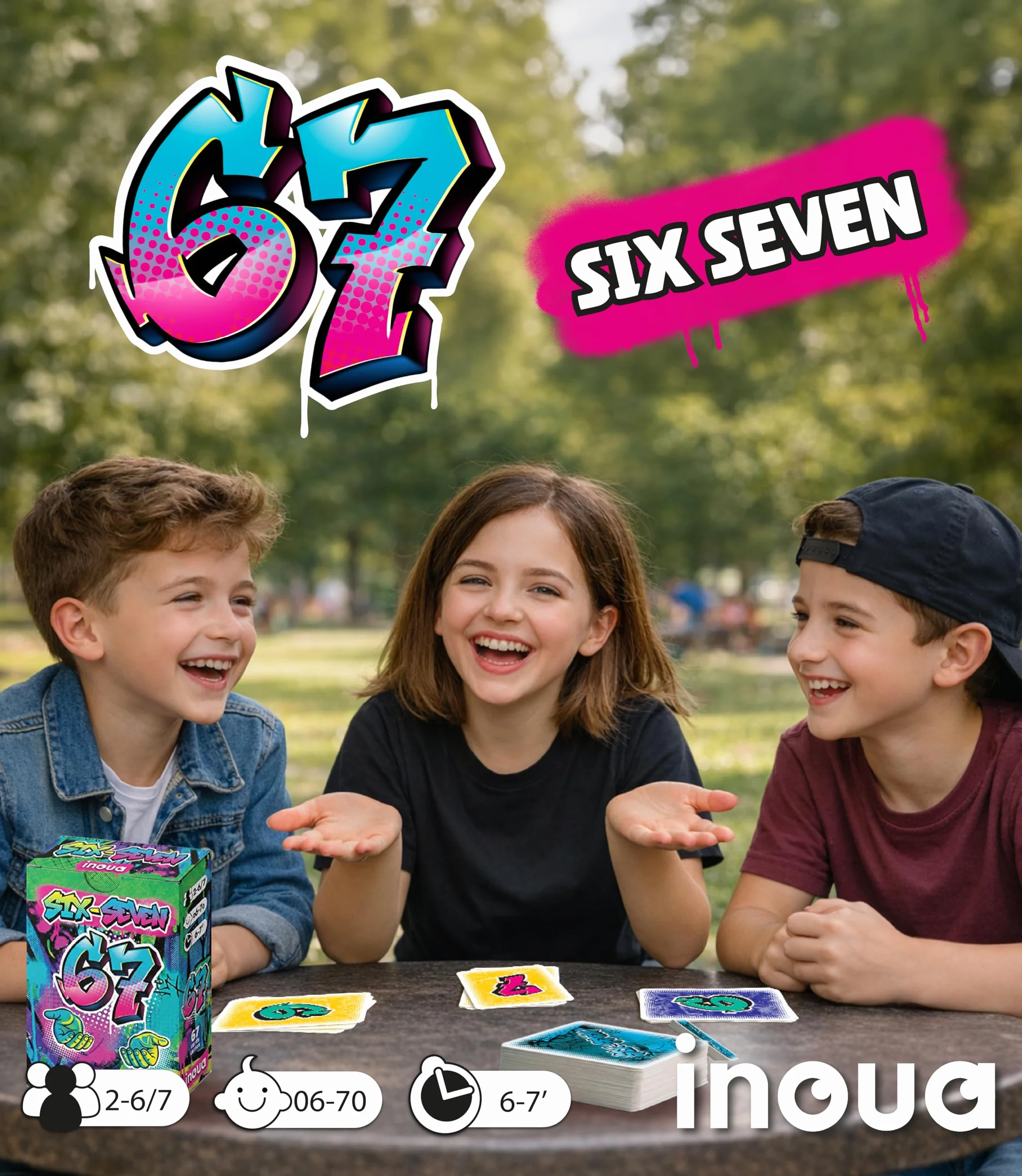 Juego de cartas rápido de reflejos 6-7 | Juego familiar infantil de velocidad y atención | 2-7 jugadores | Partidas de 6-7 minutos | ES-EN-FR-PT