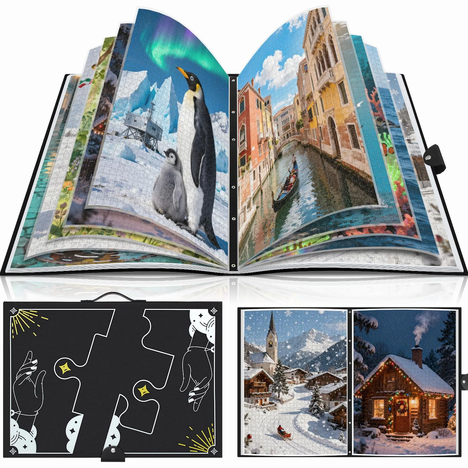 Carpeta de Almacenamiento de Rompecabezas para 1000 Piezas, Guarda Puzzles de Gran Capacidad Portátil con 26 Bolsillos, Accesorios para Puzzle de los Puzzles