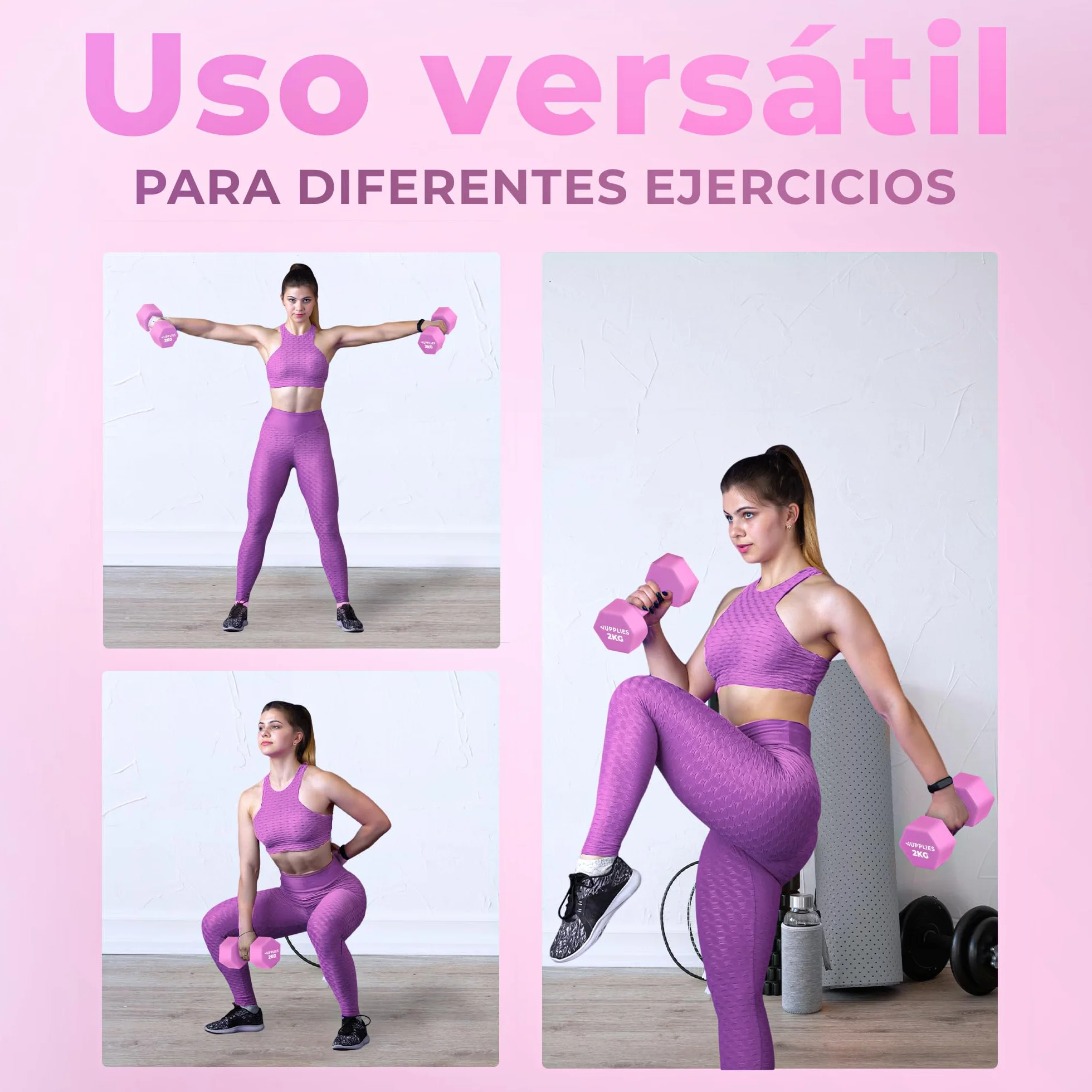 Juego de Pesas y Mancuernas de Neopreno 1Kg-10Kg (Pares) - Anti-Rodamiento y Antideslizantes - Entrenamiento en Casa