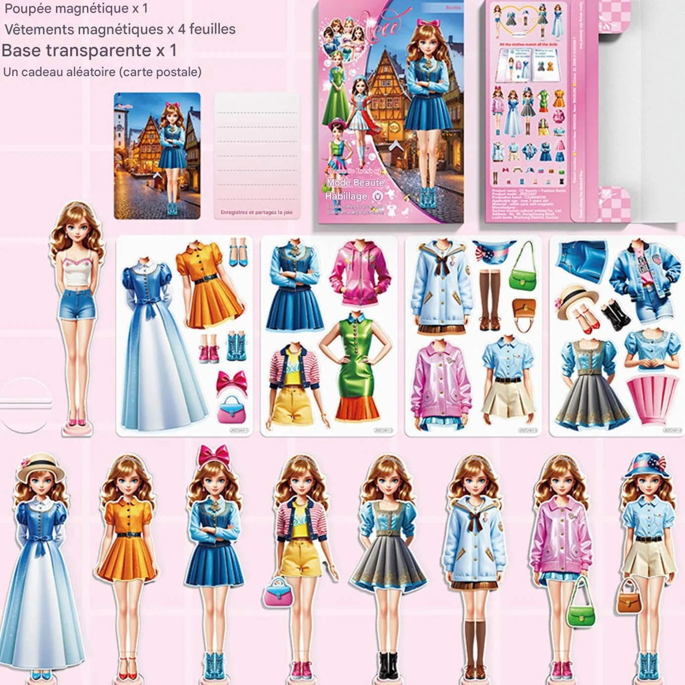 Genérico Libro De Pegatinas Magnéticas Para Vestir - Juego Educativo De Moda Y Belleza Para | S Magnético Para Vestir Con Más De 20 Decoraciones | Libro De Actividades Silenciosas Para Viajes, Regalo