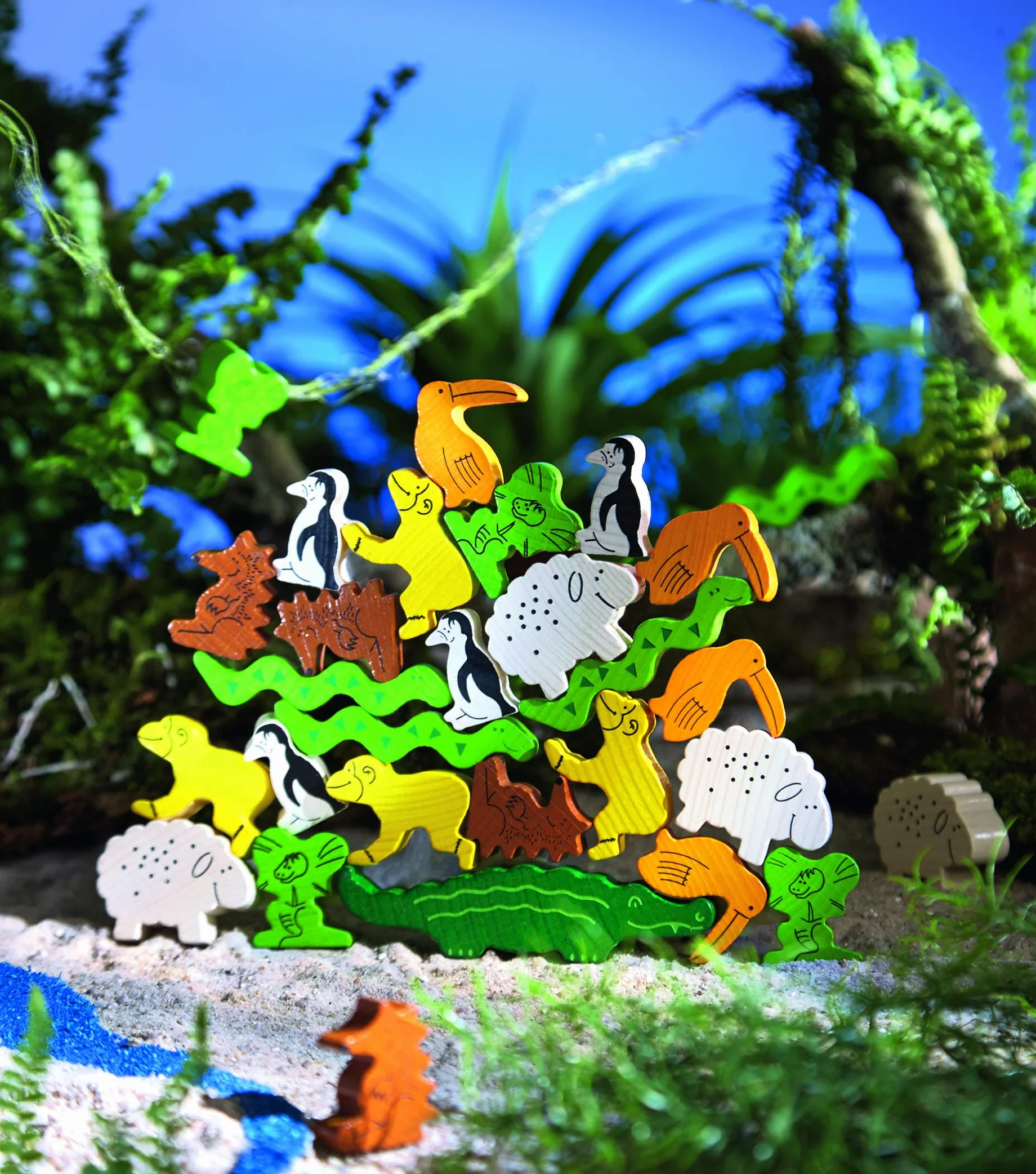 HABA 3409 Animal sobre Animal, Juego Infantil de Mesa de Habilidad y apilamiento. Más 4 años