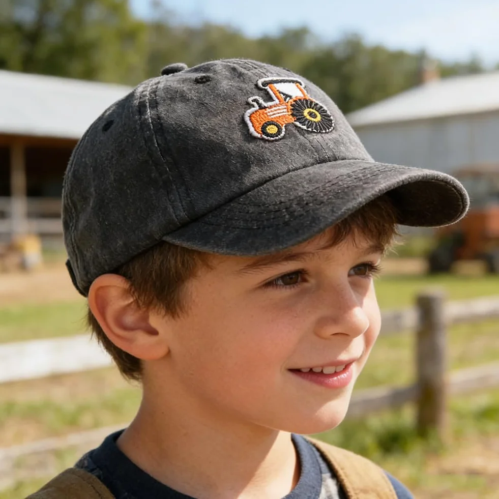 Gorra de Béisbol Tractor Ajustable Sombrero con Visera de Algodón para Infantil