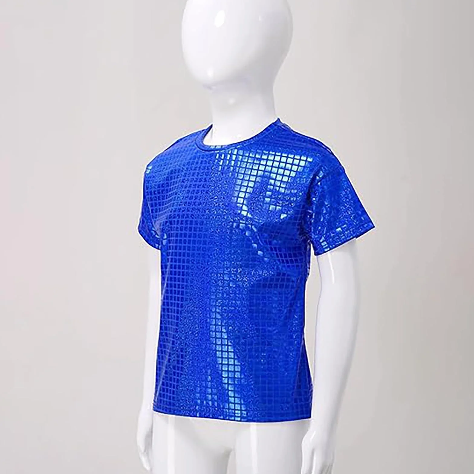 Camiseta Brillante Hip Hop Niño Niña Lentejuelas Manga Corta Top Deportivo Baile Jazz Disfraz Fiesta