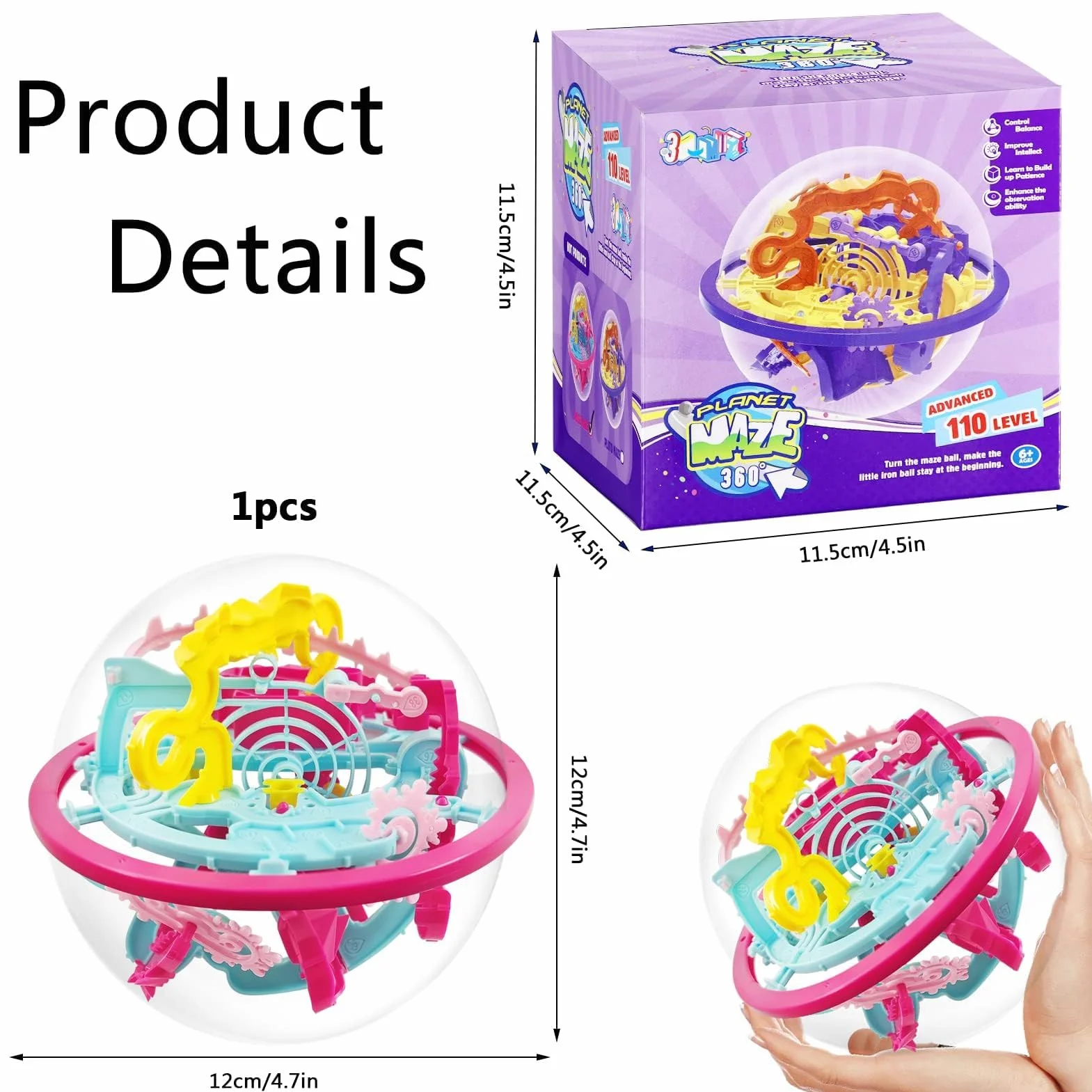 3D Laberinto Bola,3D Puzzle Ball con 110 Niveles para avanzados,3D Pelota Puzzle Juguetes,Laberinto Juguetes esféricos,Maze Ball Game,Palacio Bola Laberinto,3D Laberinto Rompeca (Color)