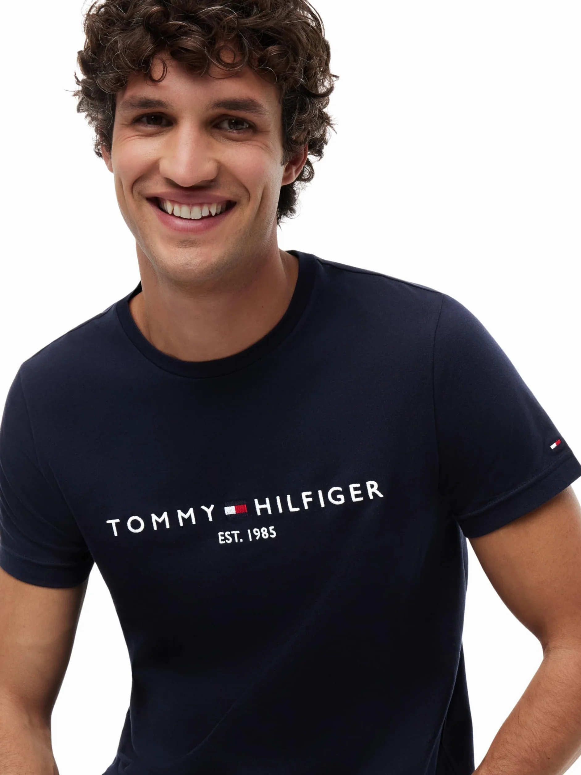 Tommy Hilfiger Camiseta de Manga Corta para Hombre Core Tommy Logo Cuello Redondo