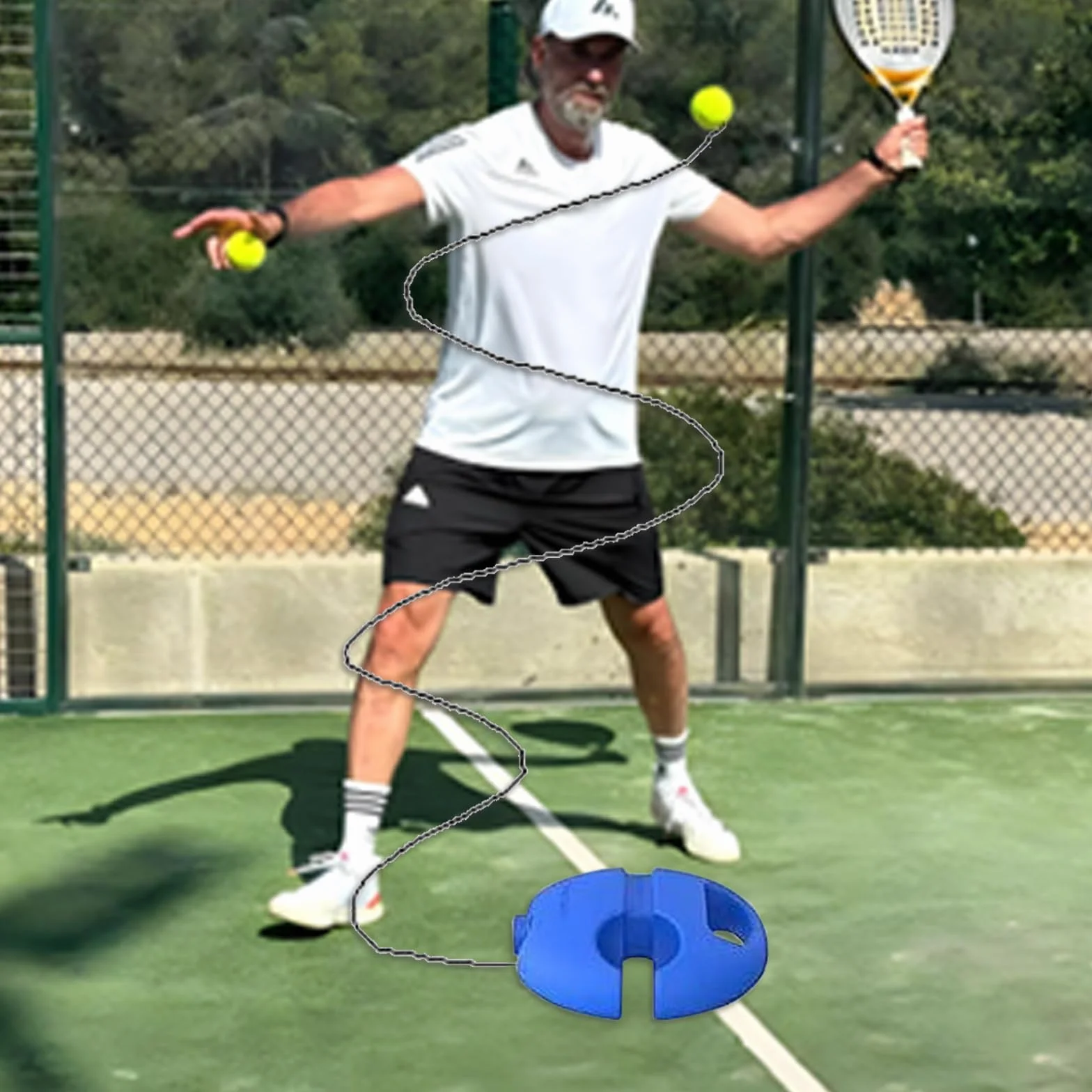 Entrenador De Tenis Kettle 3 Piezas Base Redonda Pelotas Tenis Gancho Rebote Antideslizante Entrenamiento Individual Adultos Niños