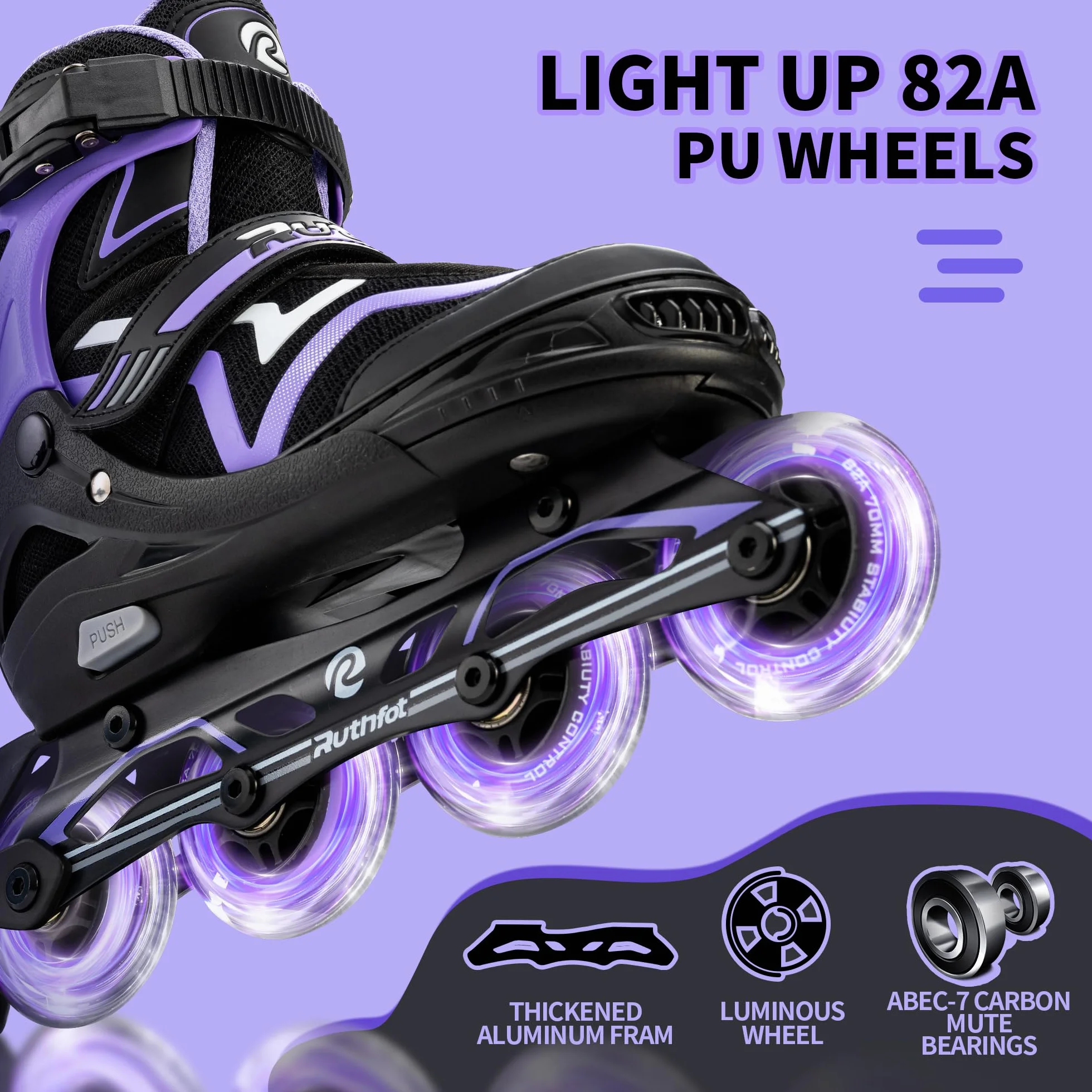 Ruthfot Patines en línea Ajustables Luminosos para niños y niñas 6-12 años