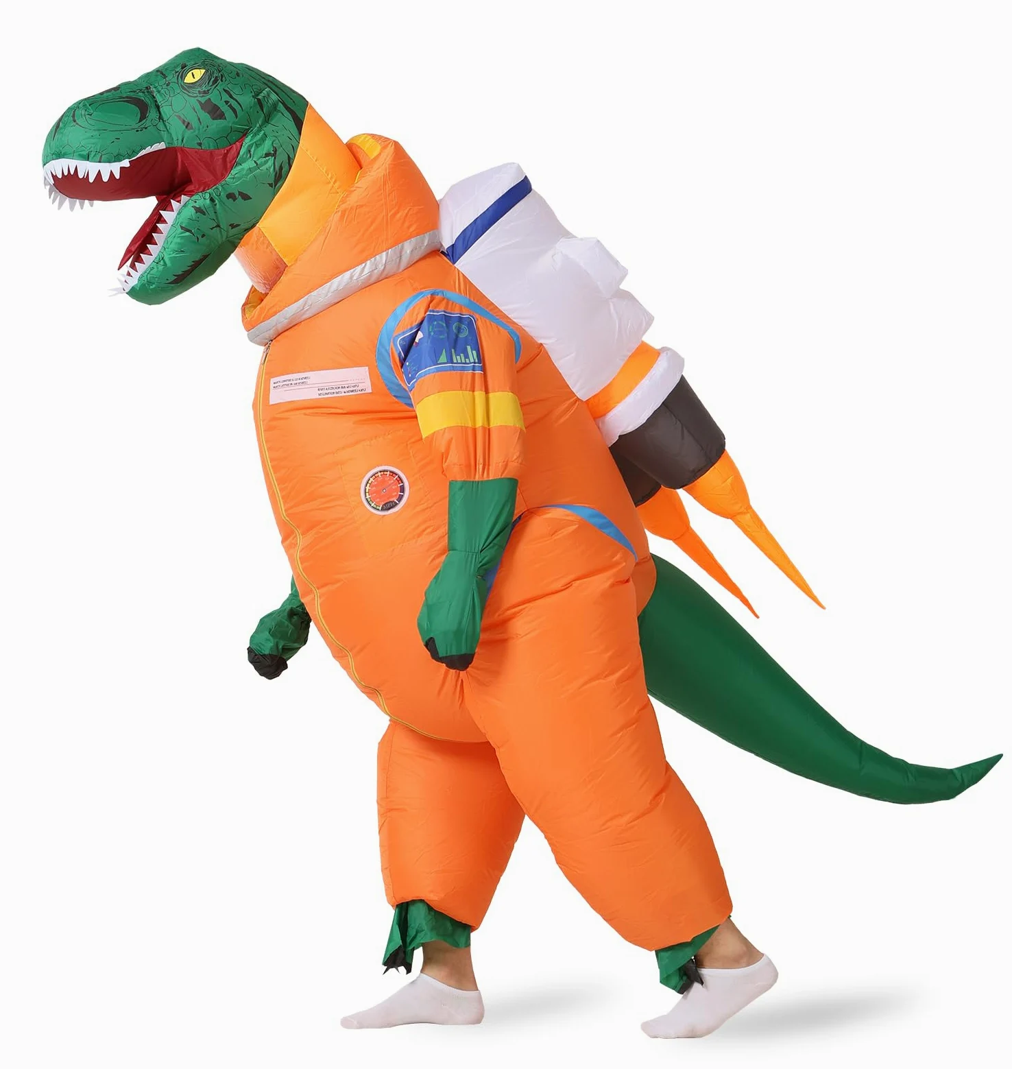 GOPRIME Disfraz inflable de astronauta de dinosaurio, traje espacial T Rex, talla para adulto