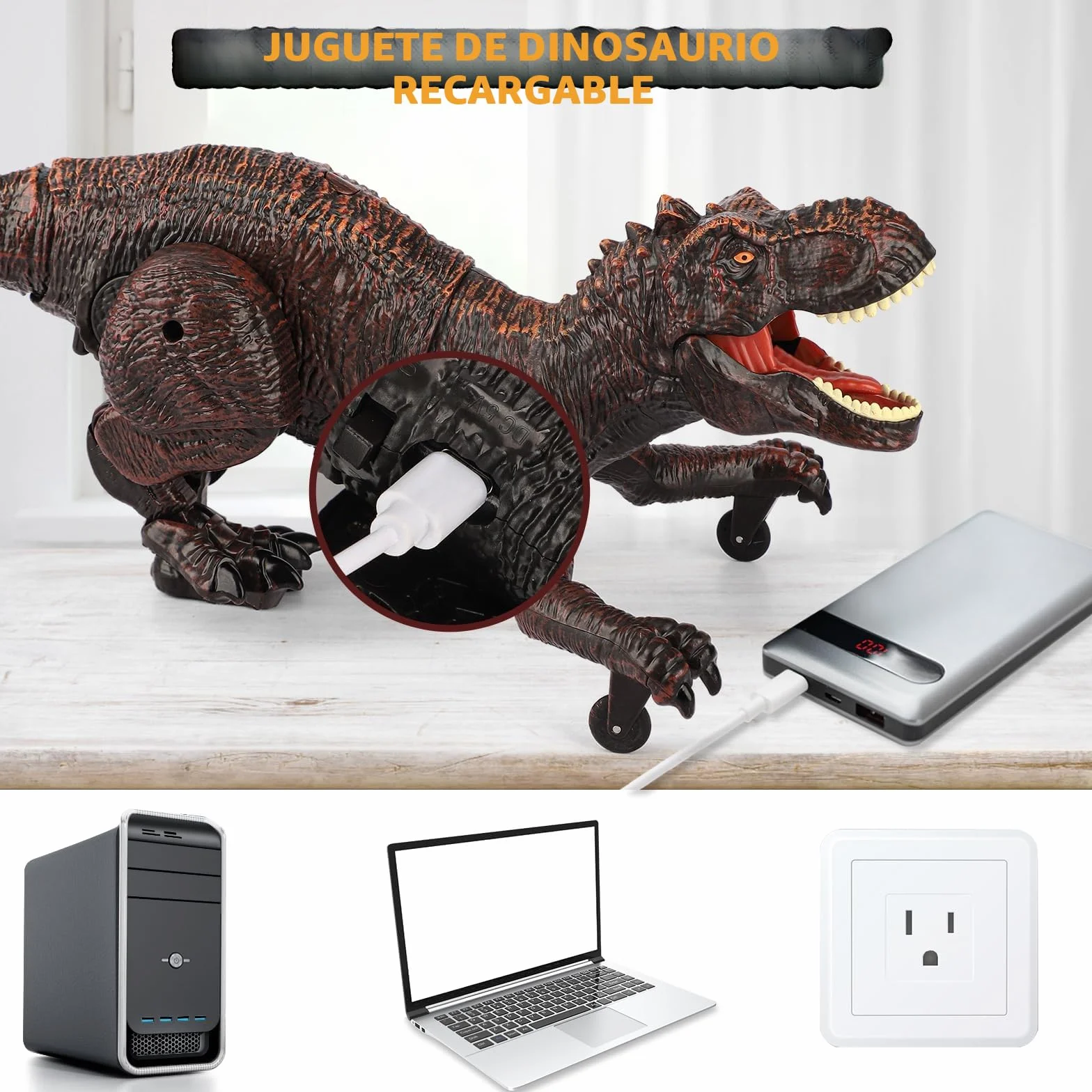 Juguete Dinosaurio Teledirigido, 2.4GHz RC Dino Robots con Rociar, Rugido y Luz, Caminar, Radiocontrol Animales Recargable Interactivo Dragon Juegos Educativo Regalo para Niños Niñas 5 6 7 8 9+ Años